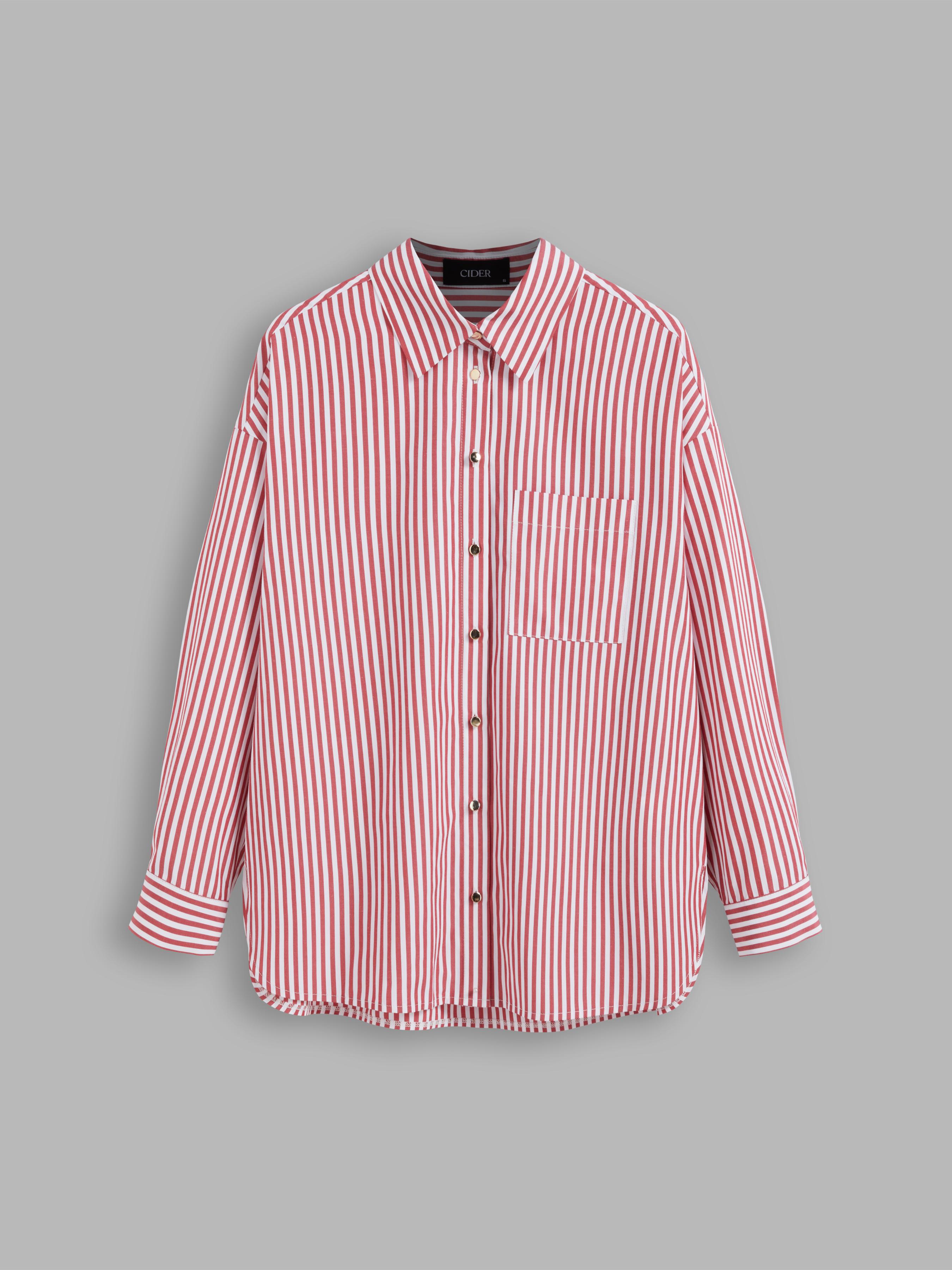 Collar Striped Button Long Sleeve Shirt by CIDER