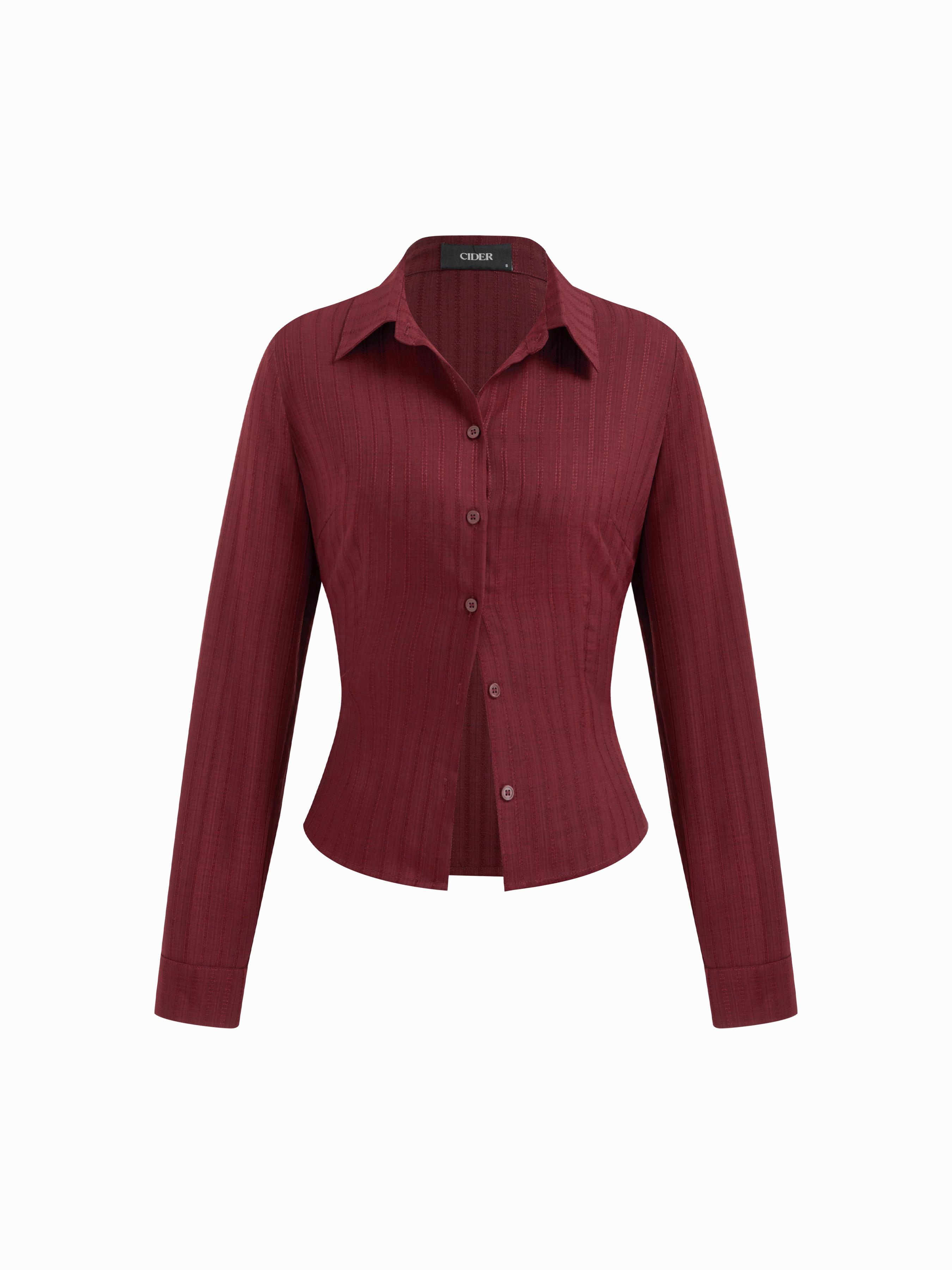Collar Texture Button Long Sleeve Shirt by CIDER