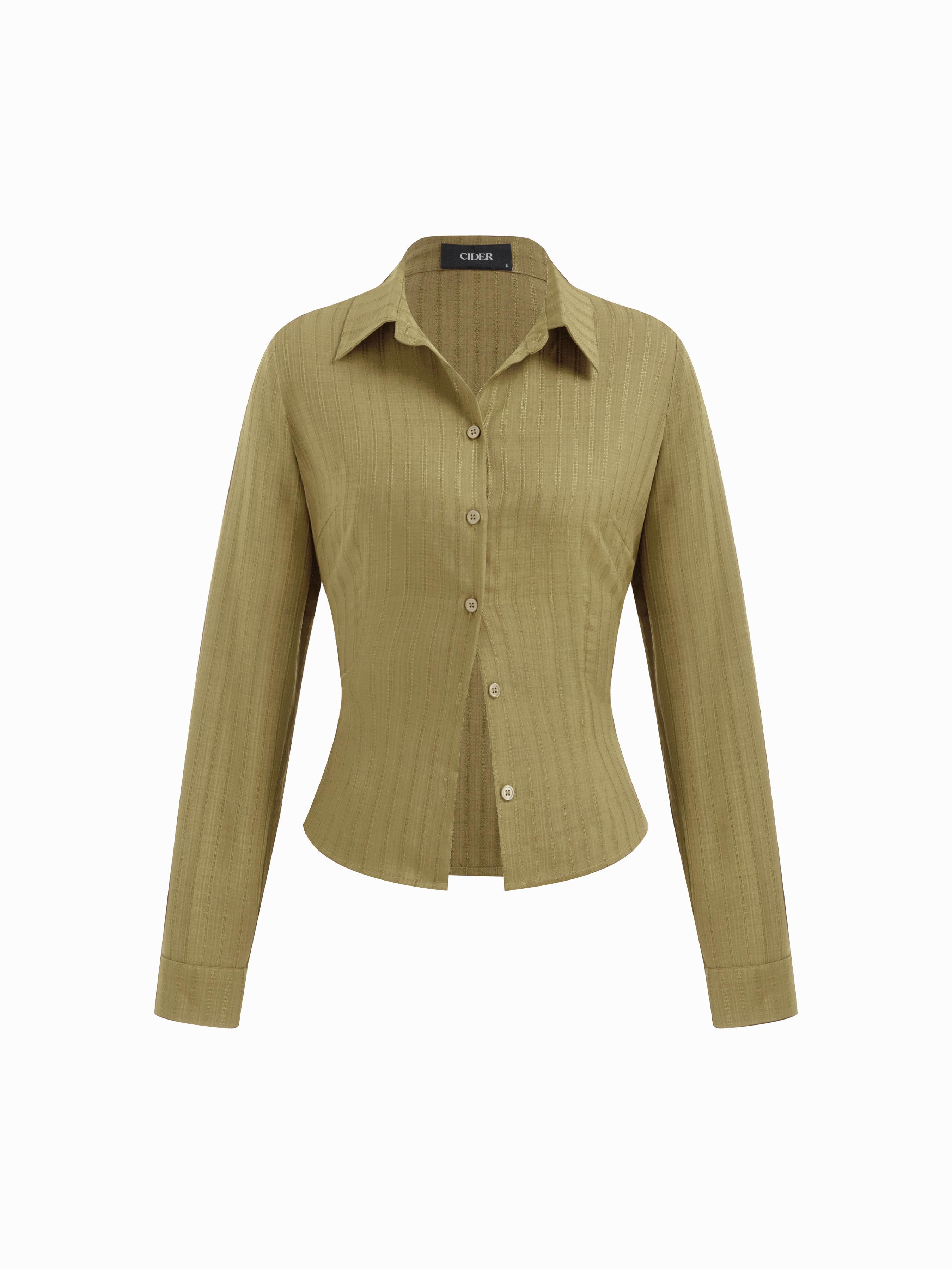 Collar Texture Button Long Sleeve Shirt by CIDER