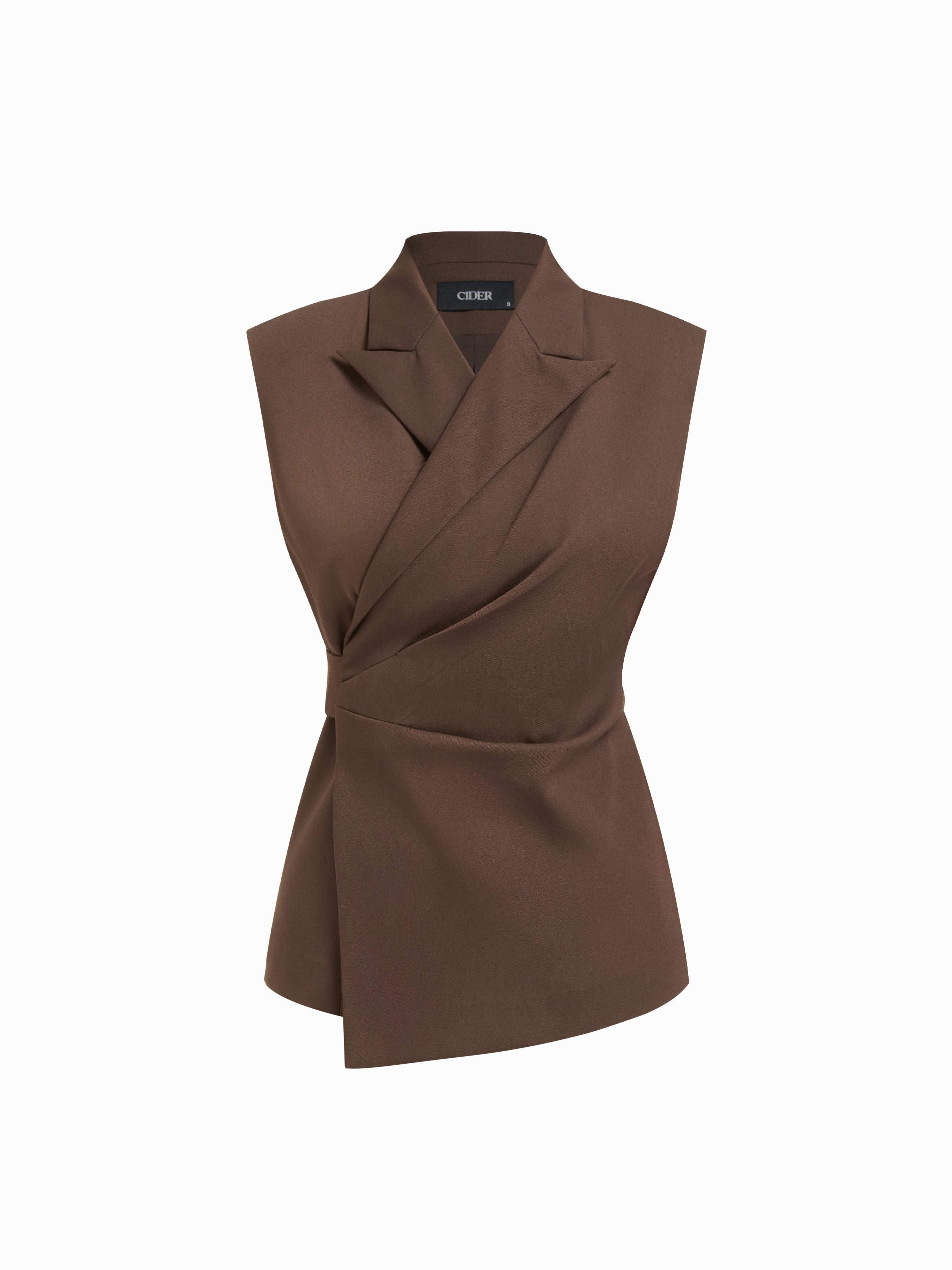Collar Tie Back Ruched Blazer Vest by CIDER