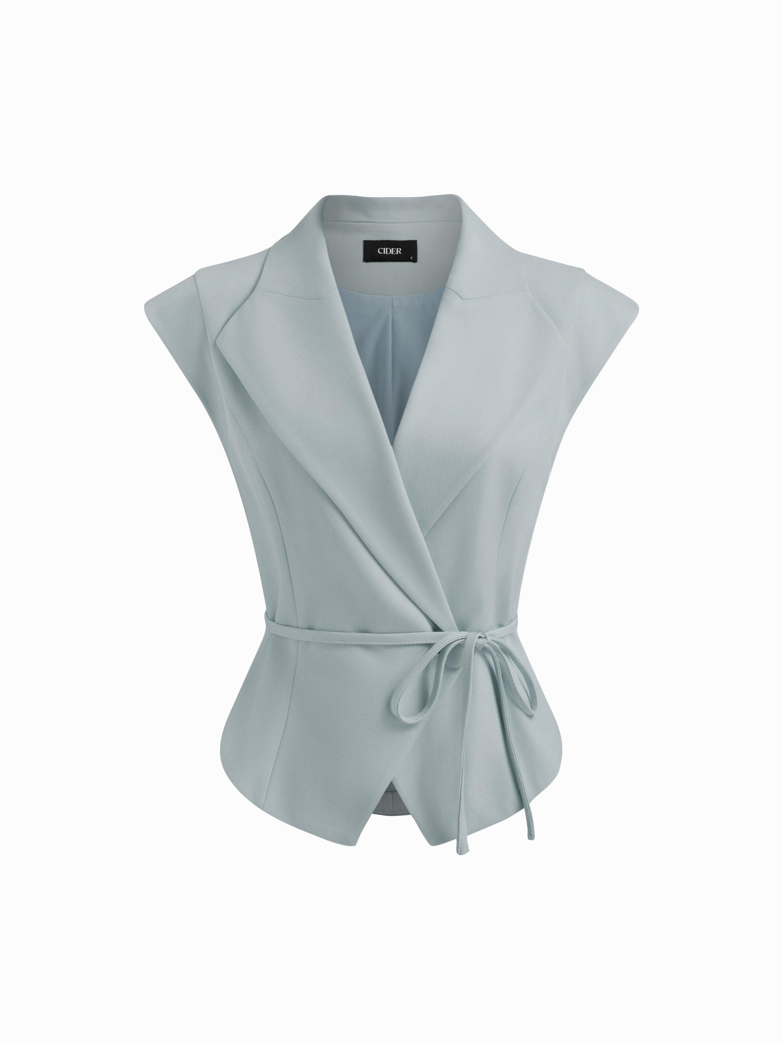 Collar V-neck Knotted Blazer Vest by CIDER