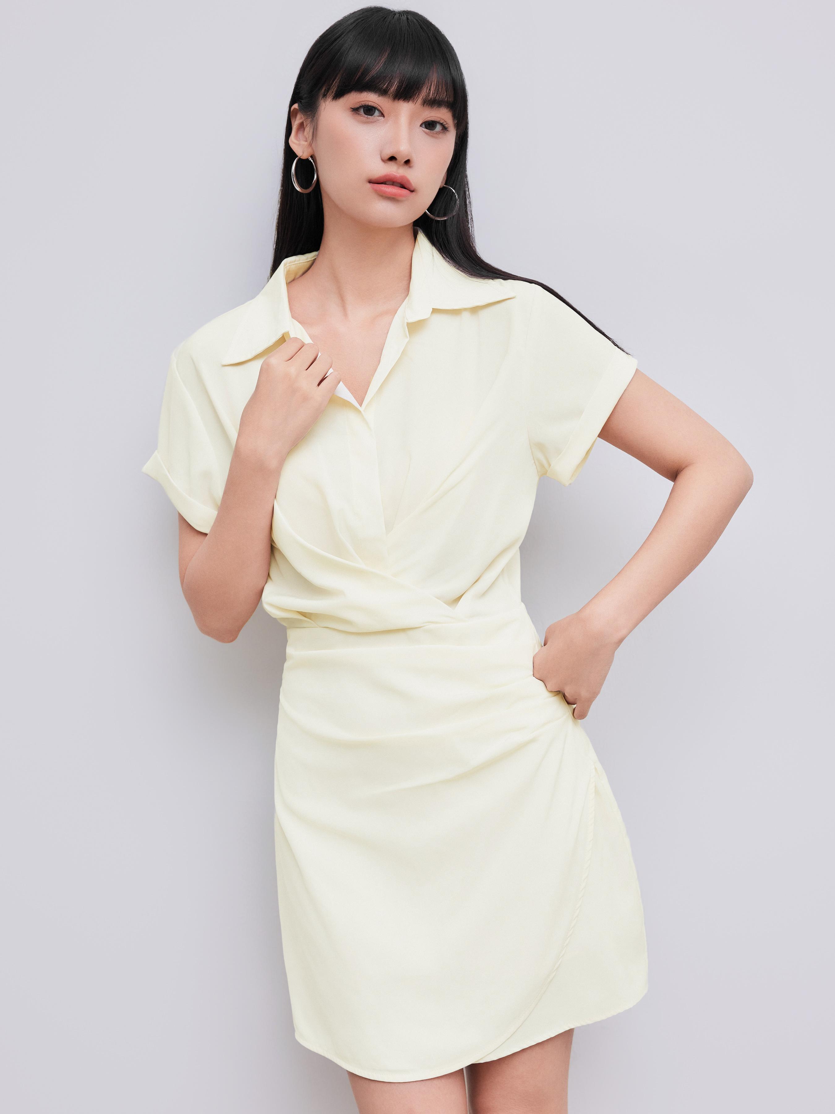 Collar Wrap Buckle Mini Dress by CIDER