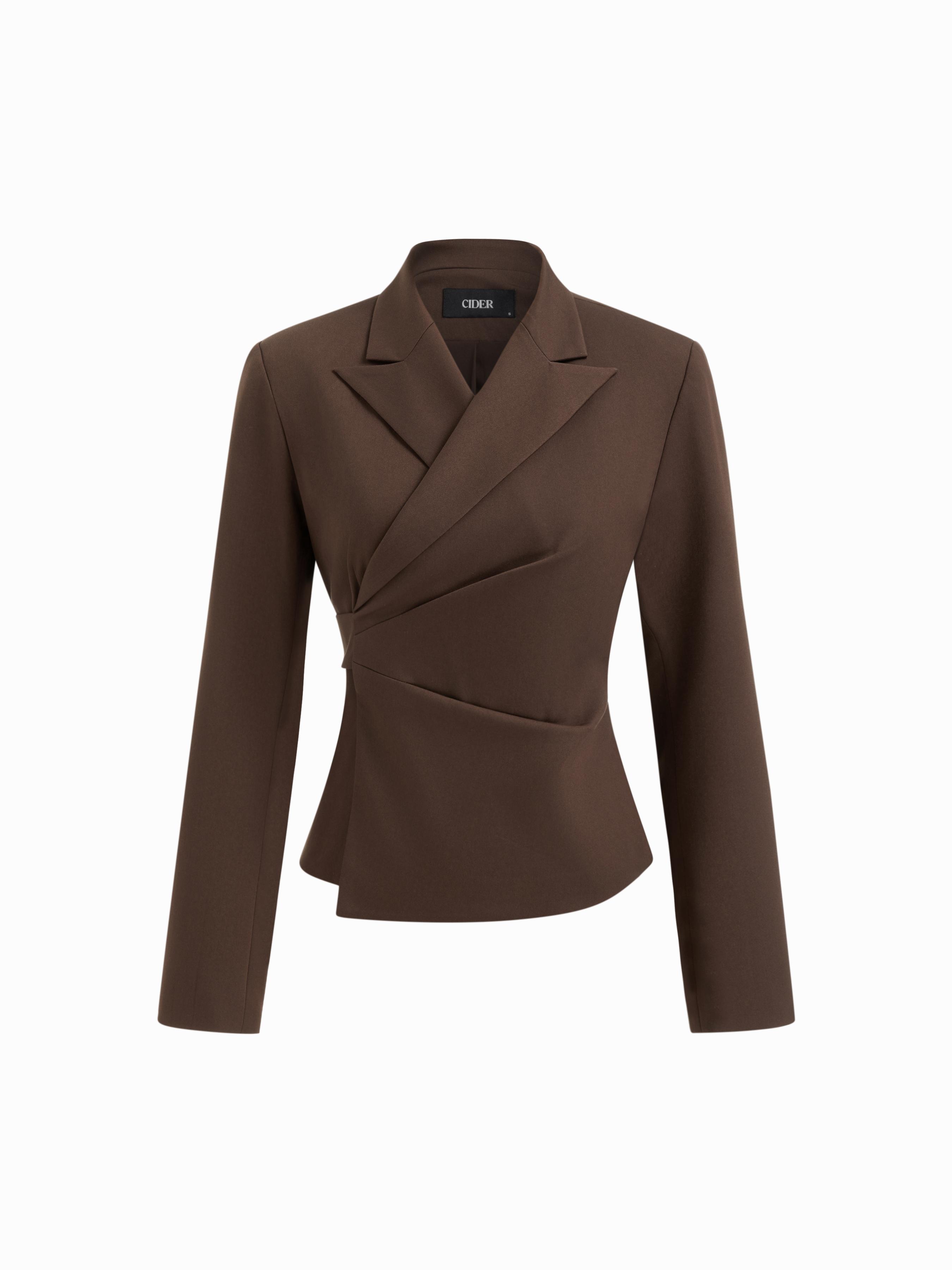 Collar Wrap Button Tie Back Blazer by CIDER