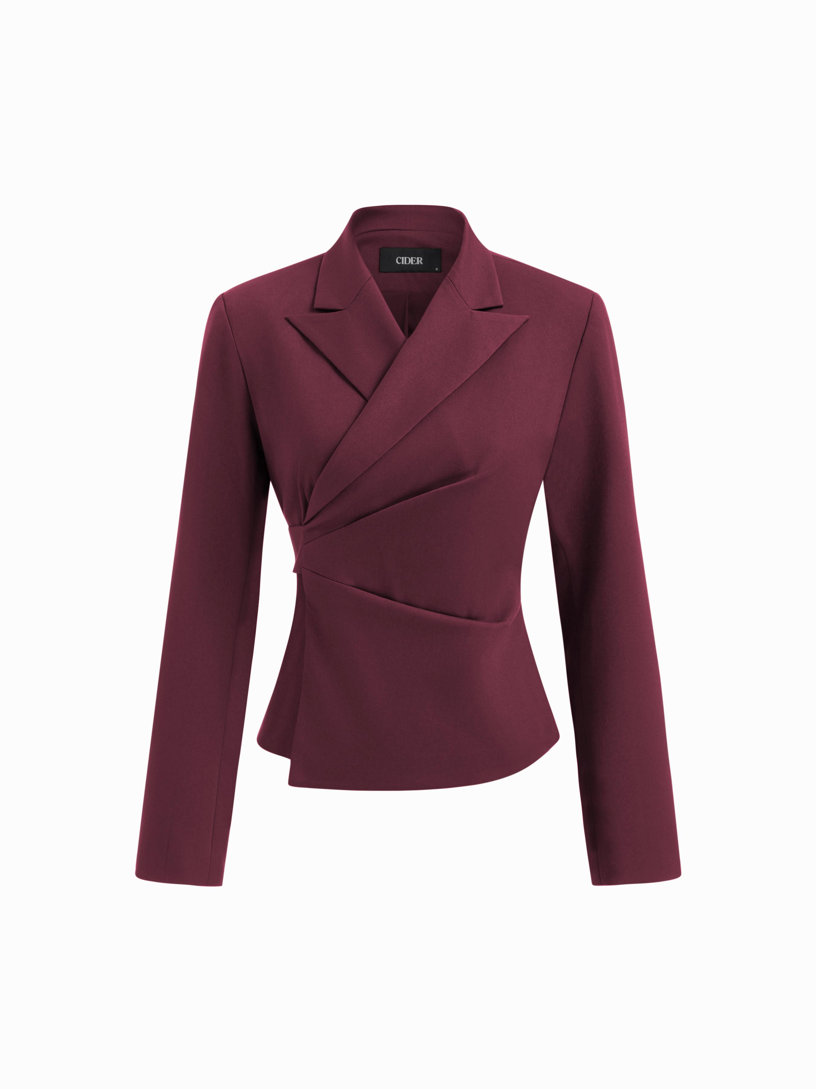 Collar Wrap Button Tie Back Blazer by CIDER