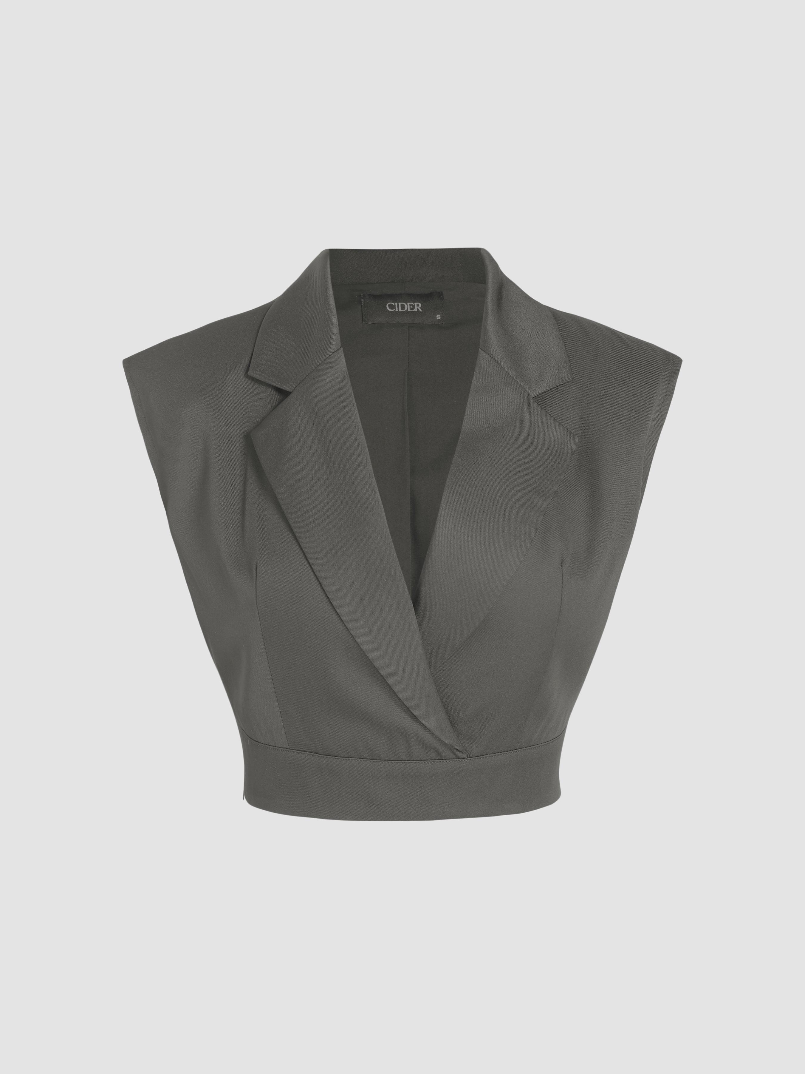 Collared V-Neck Cropped Waistcoat by CIDER