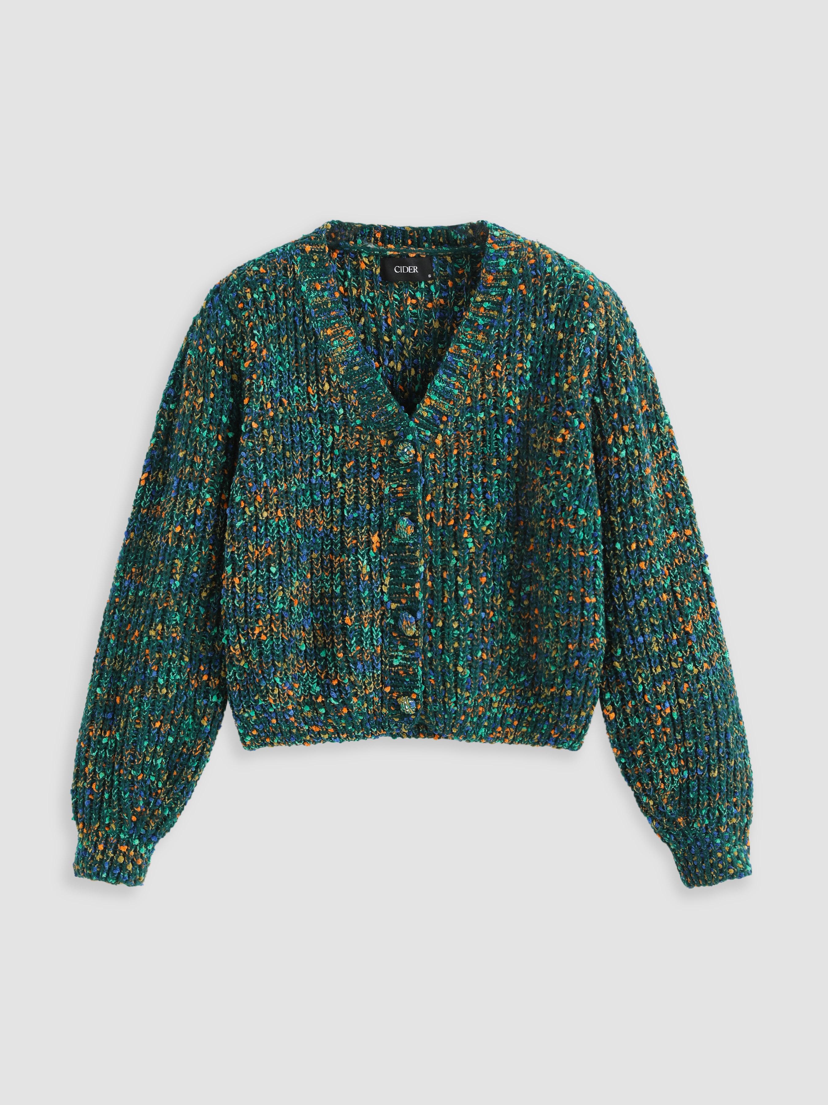 Colorful V-neck Knit Cardigan by CIDER