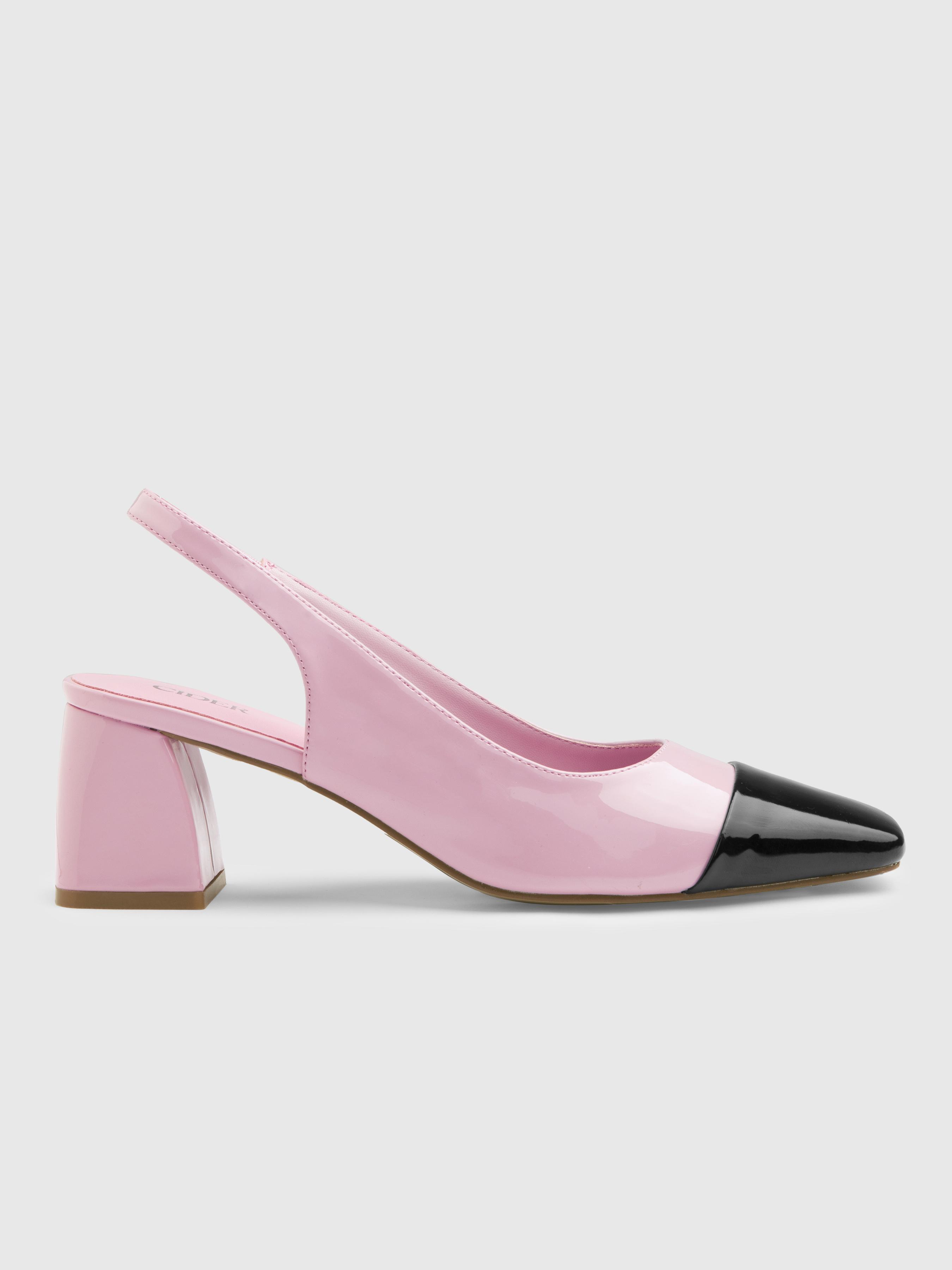 Contrast Color Slingback Chunky Heeled Mary Jane Shoes by CIDER
