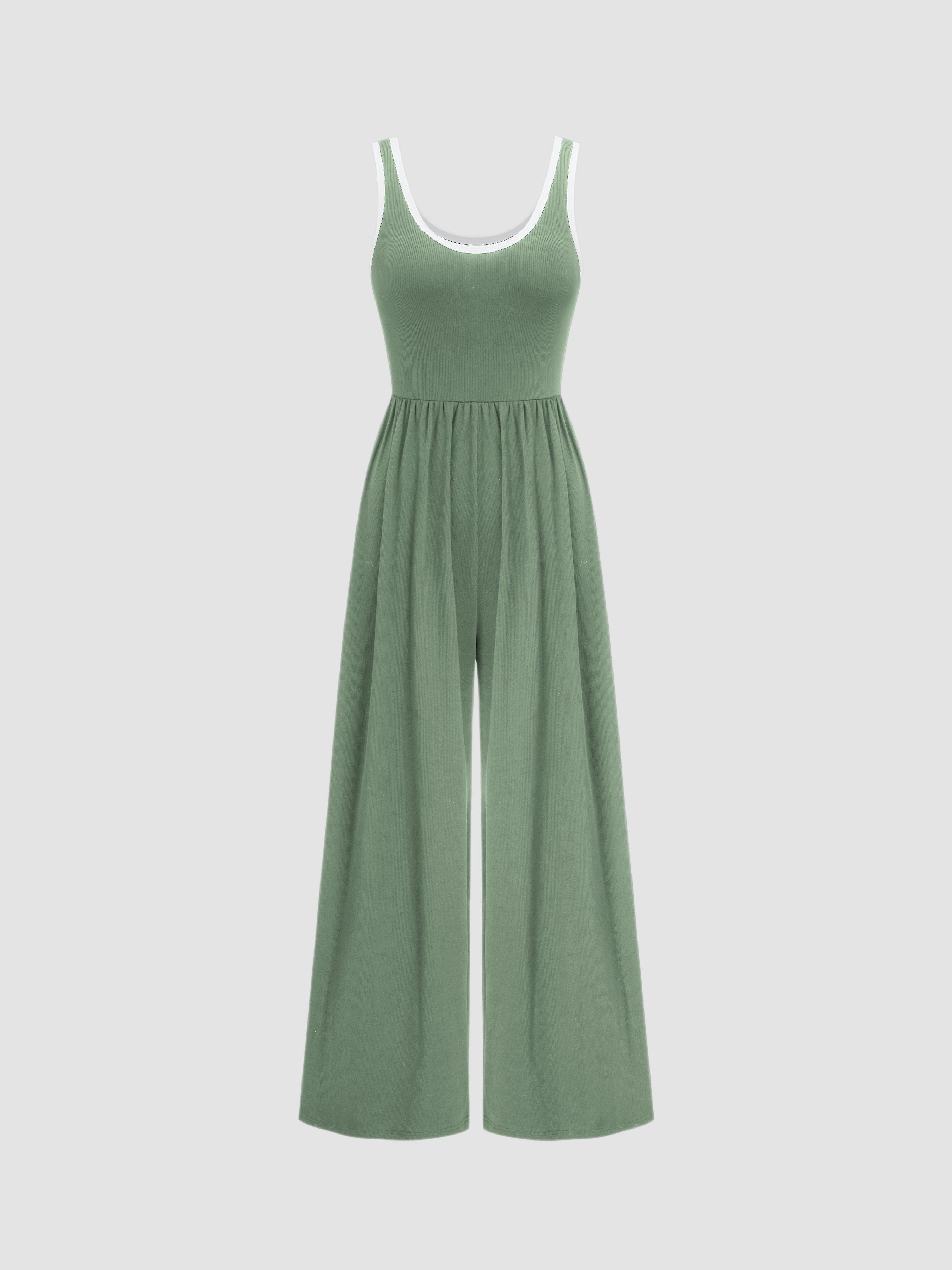 Contrasting Binding Pocket Wide Leg Jumpsuit by CIDER