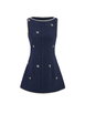 Corduroy Floral Graphic Boat Neck Lace Trim A-line Mini Dress by CIDER Corduroy Floral Graphic Boat Neck Lace Trim A-line Mini Dress by CIDER