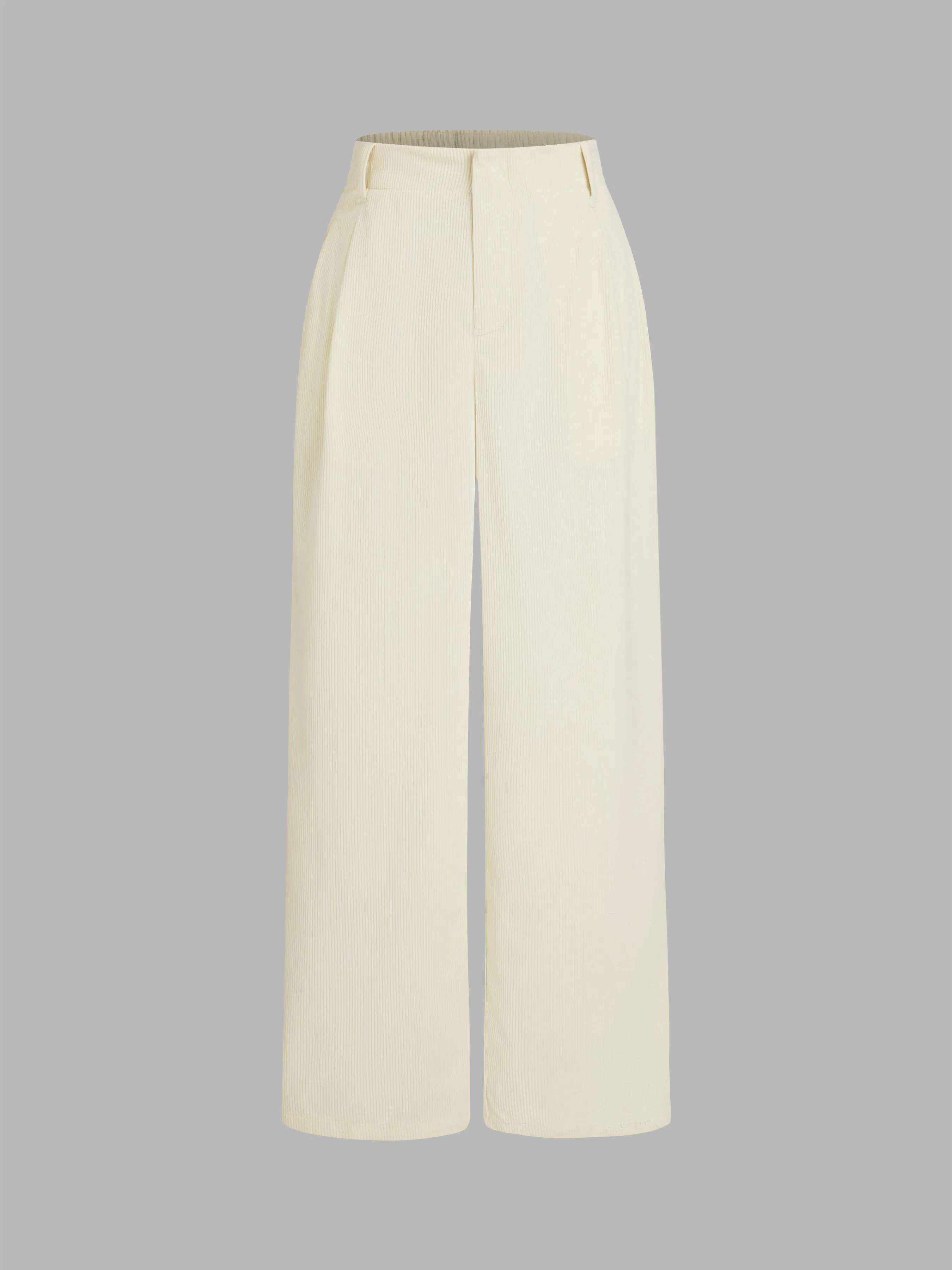 Corduroy High Waist Solid Wide Leg Trousers by CIDER