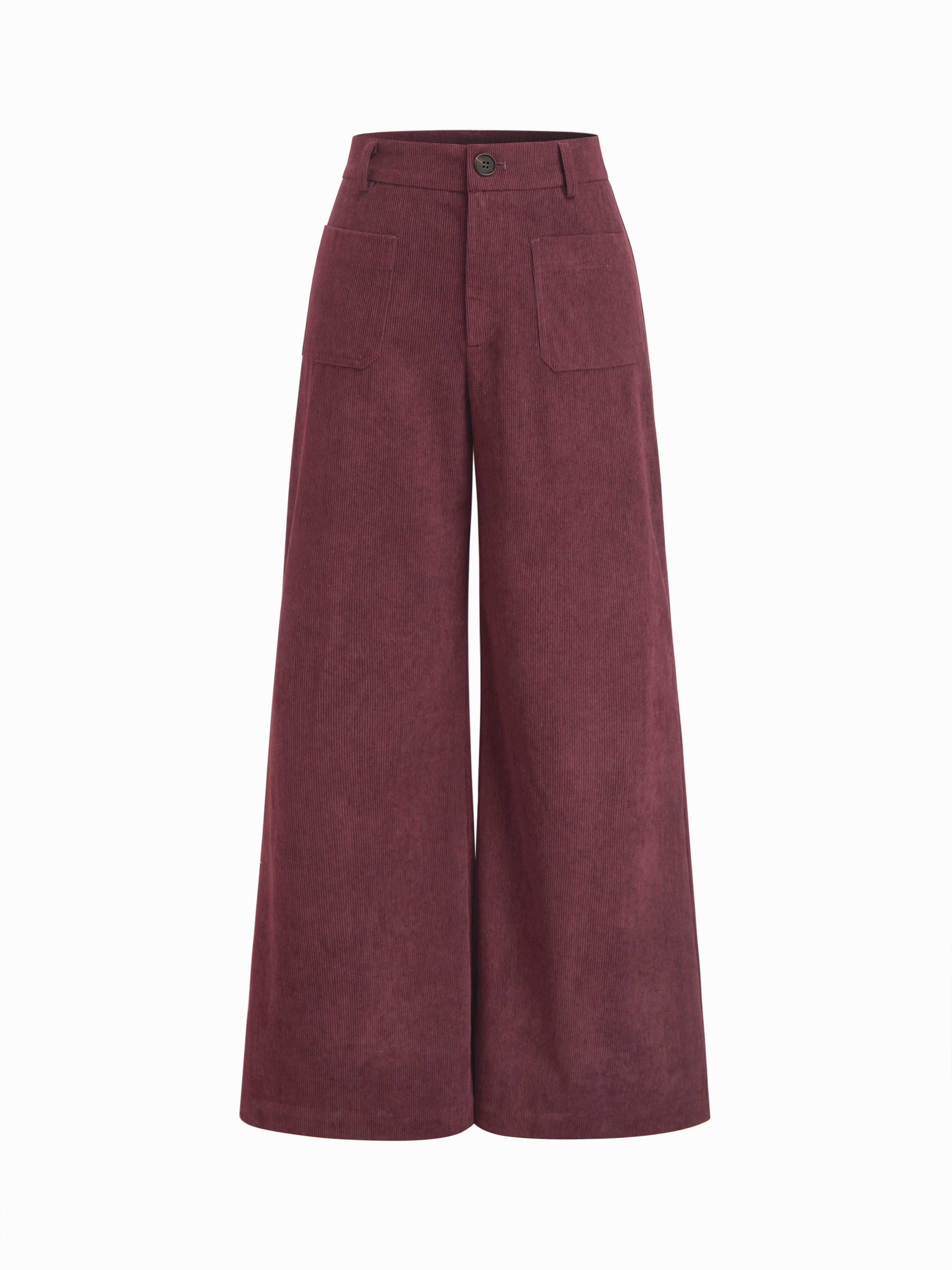 Corduroy Low Rise Wide Leg Trousers by CIDER