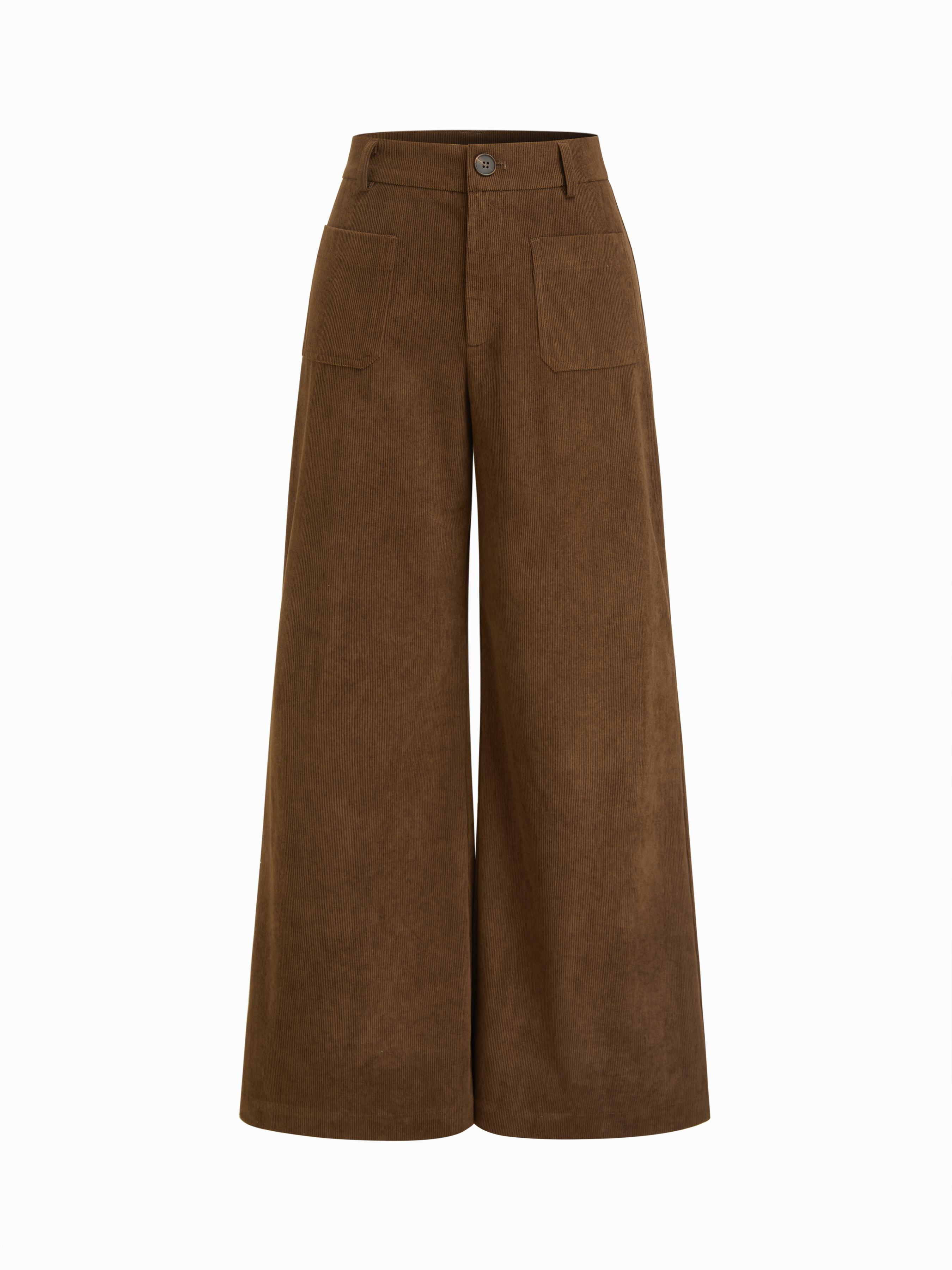 Corduroy Low Rise Wide Leg Trousers by CIDER