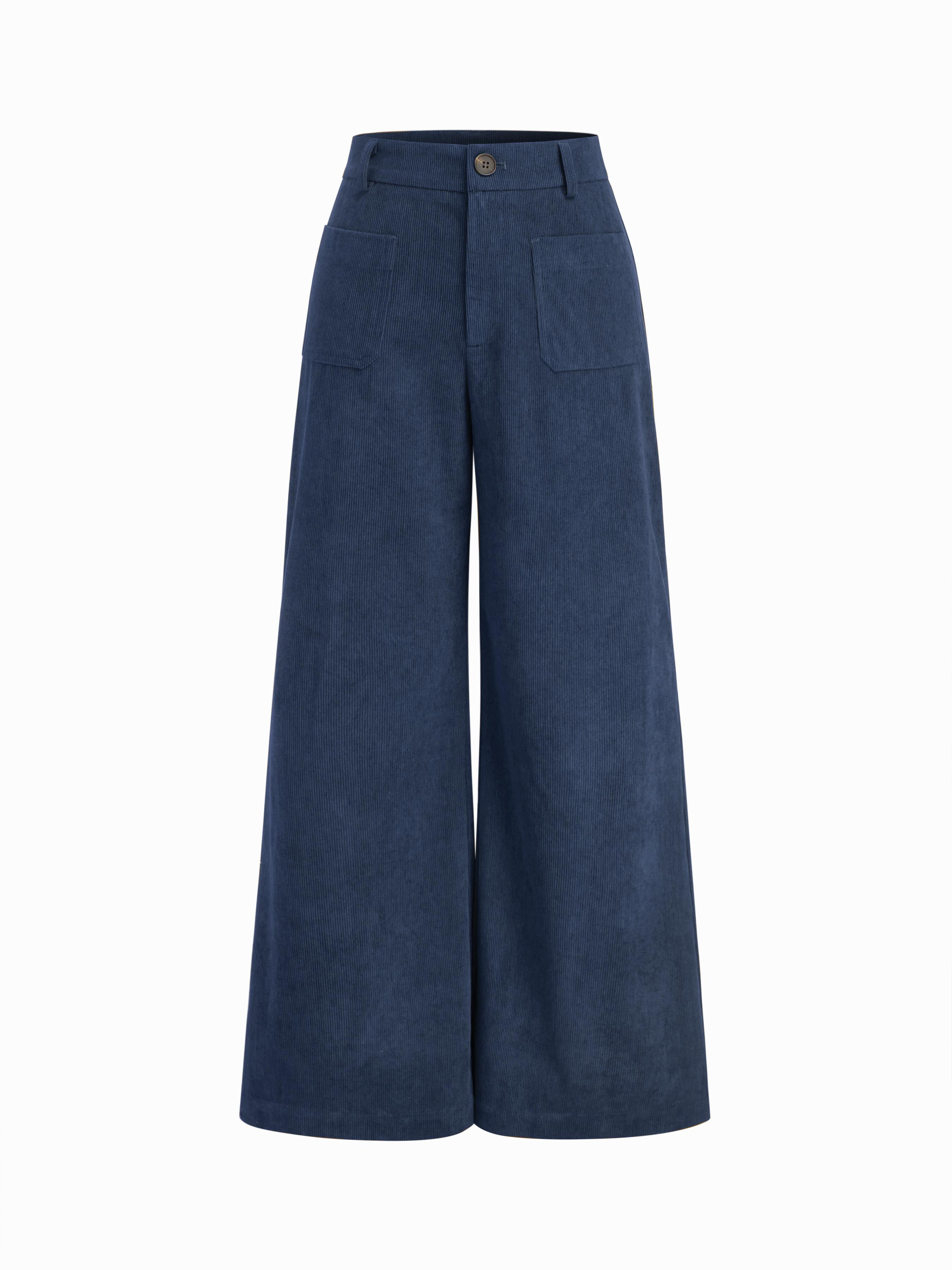 Corduroy Low Rise Wide Leg Trousers by CIDER