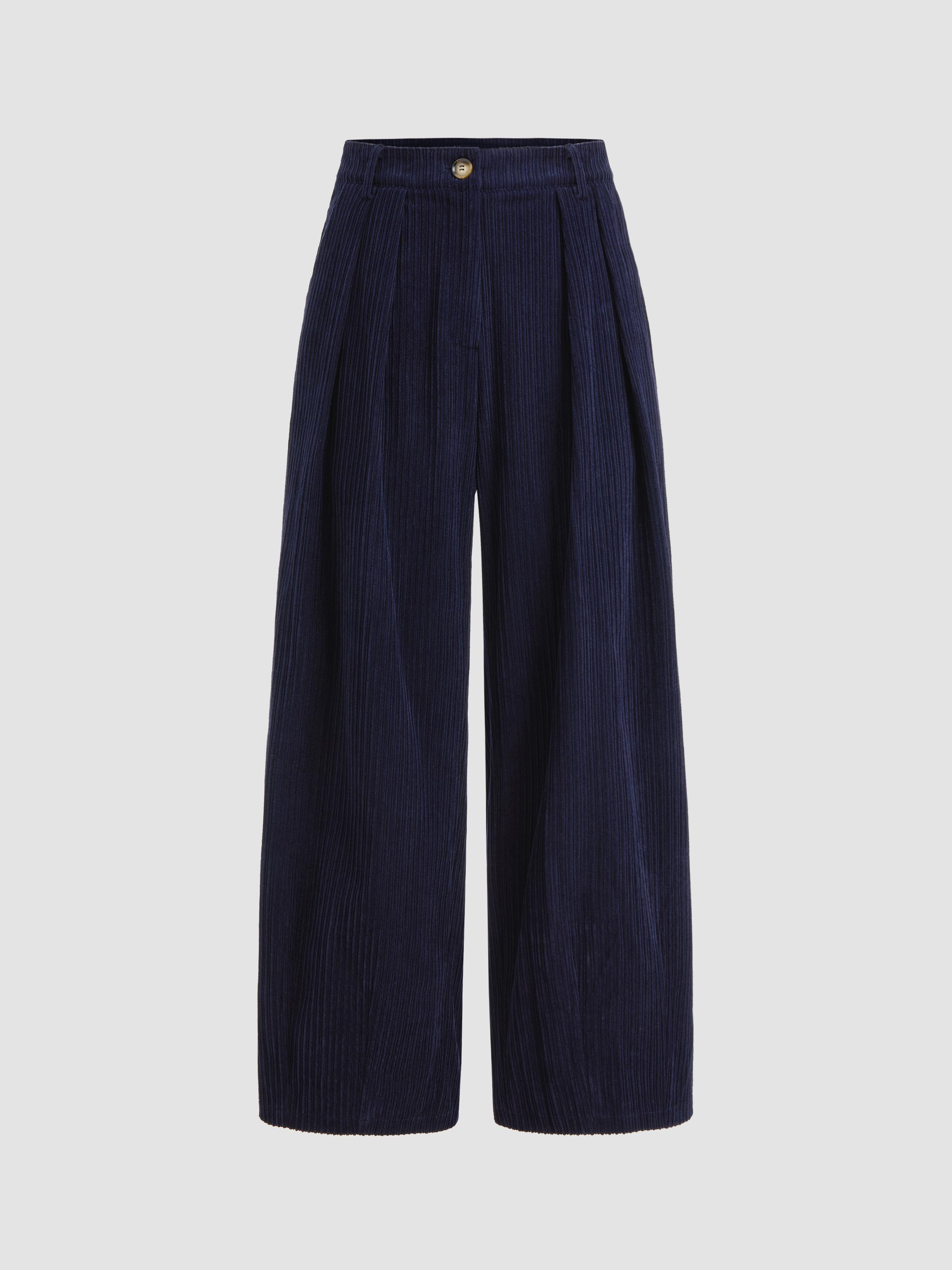 Corduroy Mid Rise Straight Leg Trousers by CIDER