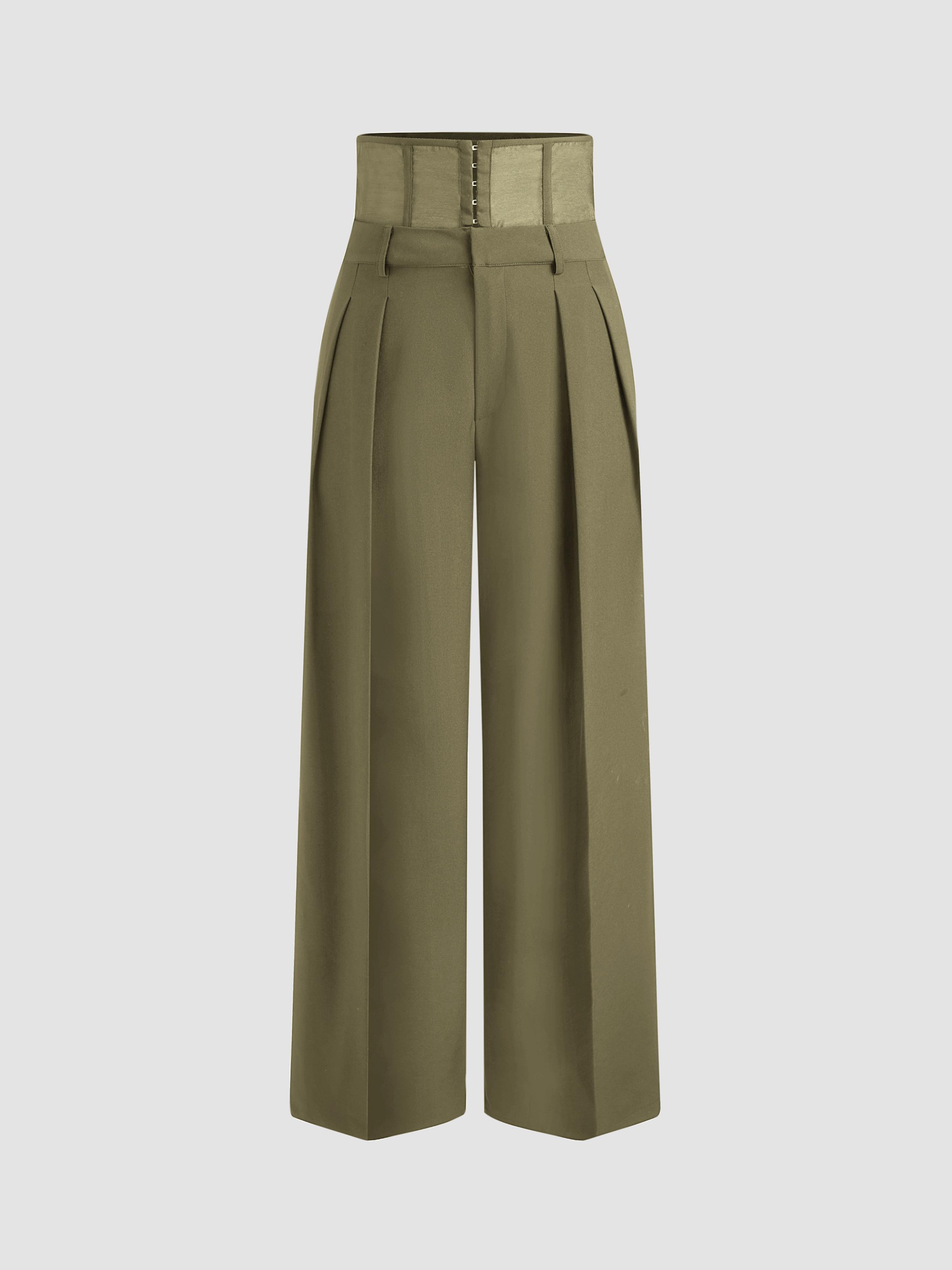 Corseted Waist Pleated Trousers by CIDER