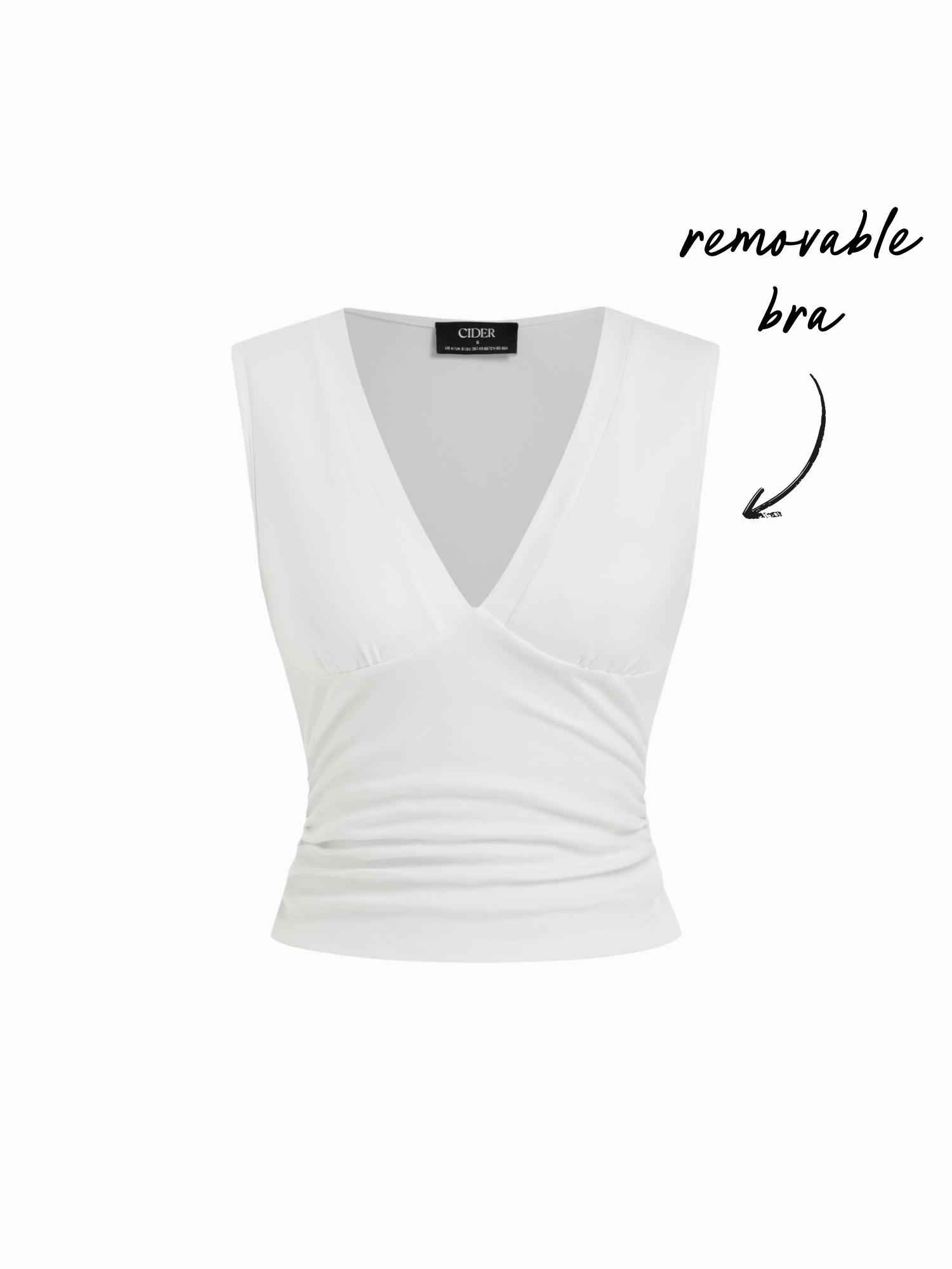Cotton-Blend V-neck Ruched Top by CIDER