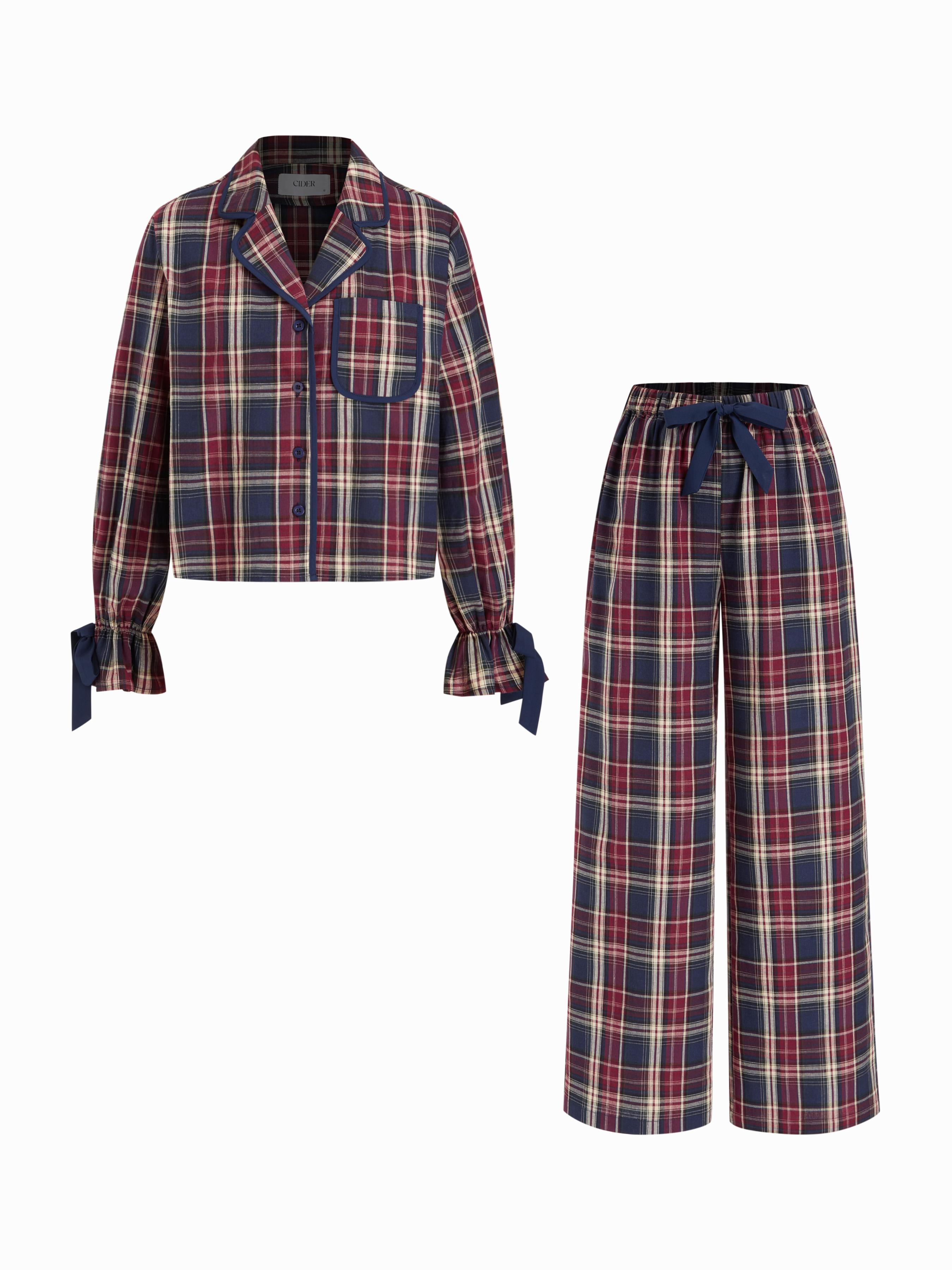 Cotton Bowknot Graphic Knotted Oversized Top & Mid Rise Straight Leg Trousers Loungewear Set by CIDER