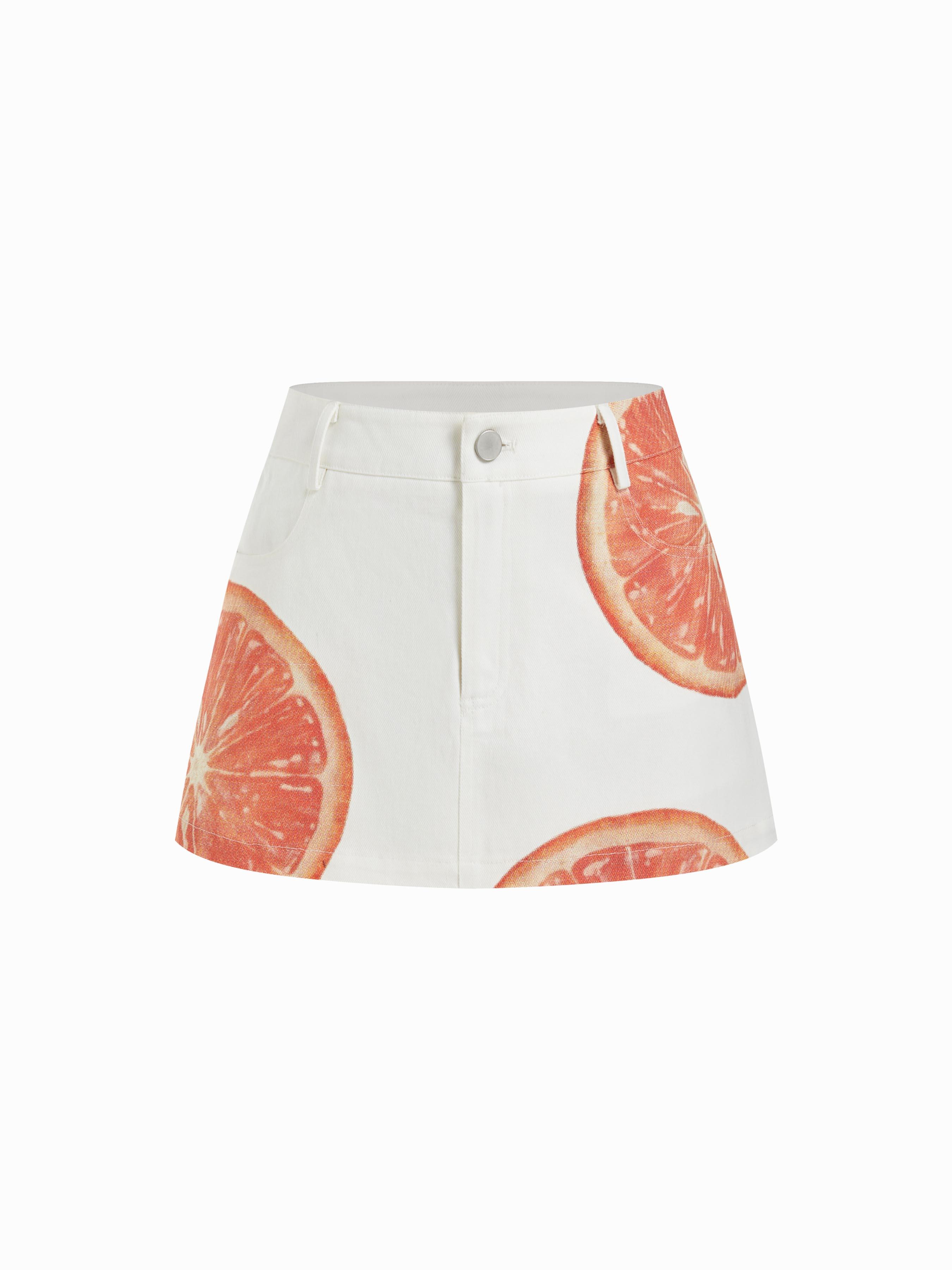 Cotton Cherry Graphic Mid Rise A-line Mini Skirt by CIDER