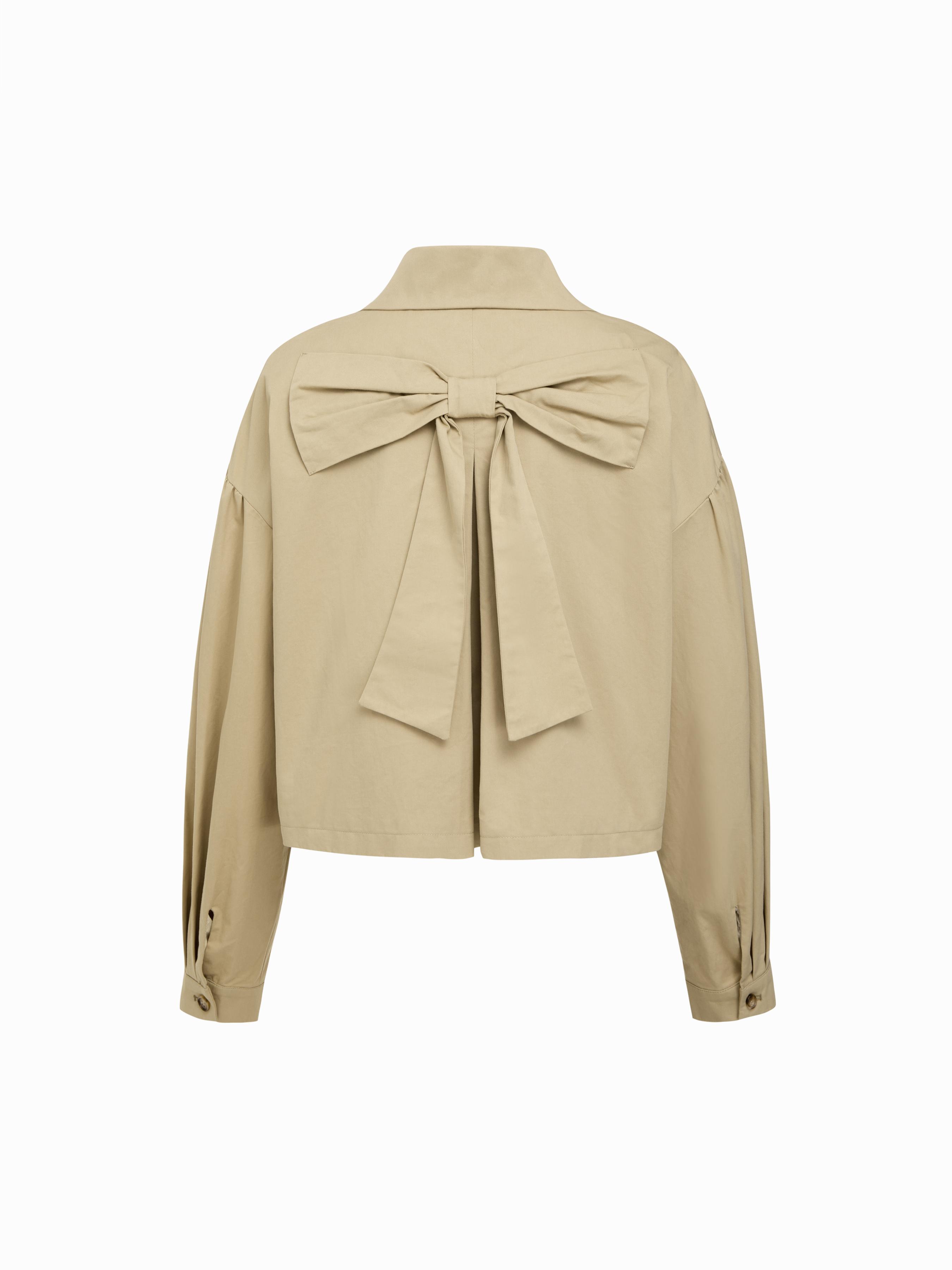 Cotton Collar Bowknot Oversized Jacket by CIDER
