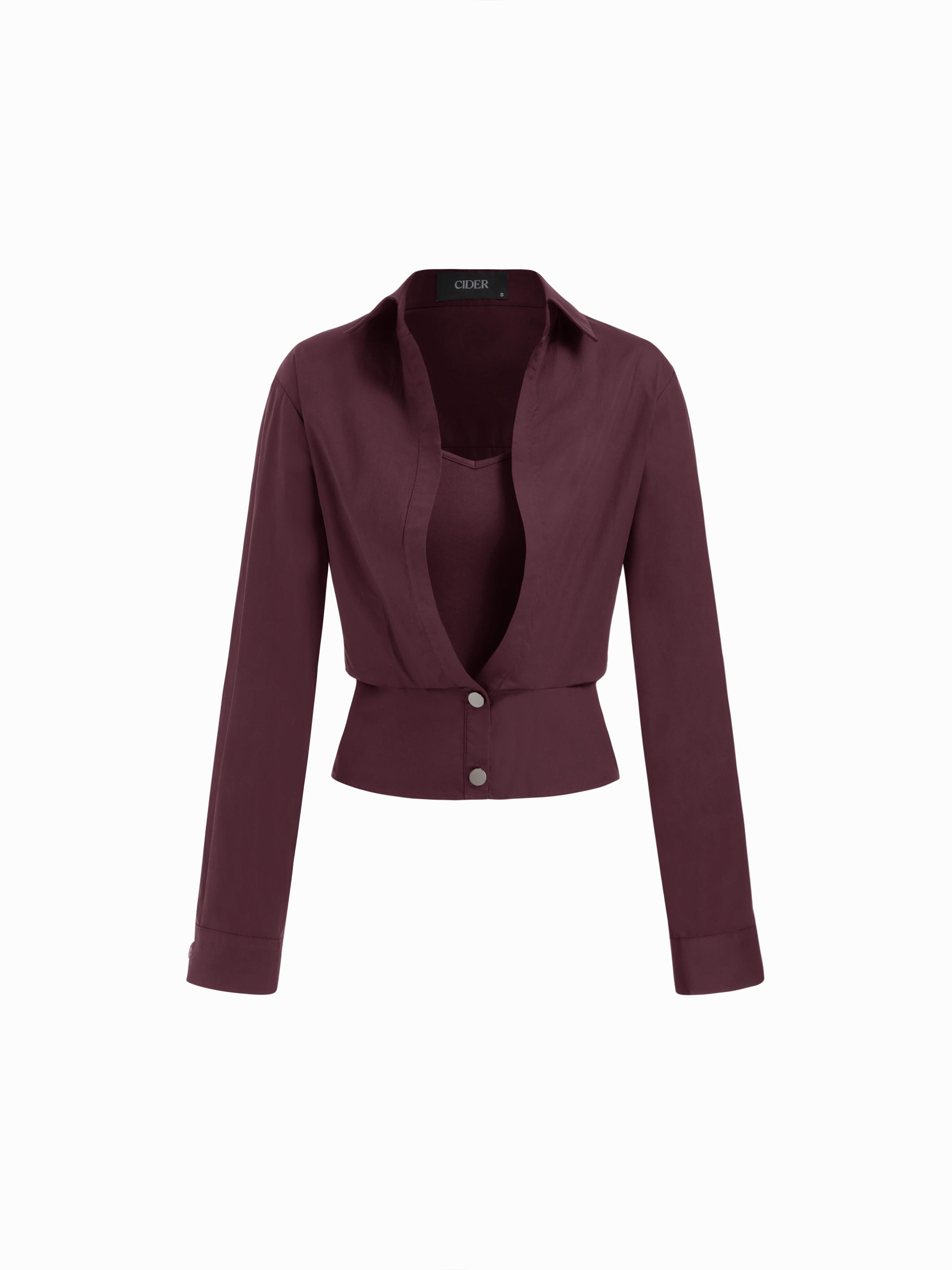 Cotton Collar Button Shirt & Cami Top by CIDER Cotton Collar Button Shirt & Cami Top by CIDER