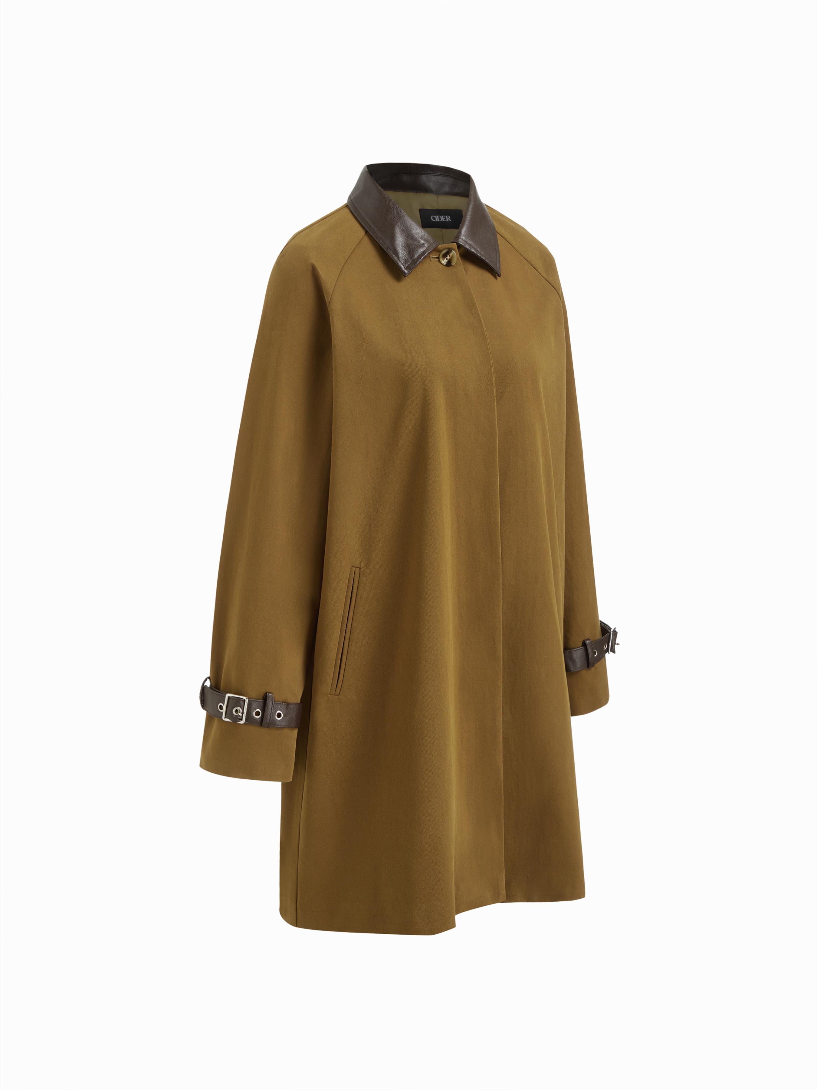 Cotton Collar Split Buckle Sleeve Oversized Trench Coat by CIDER