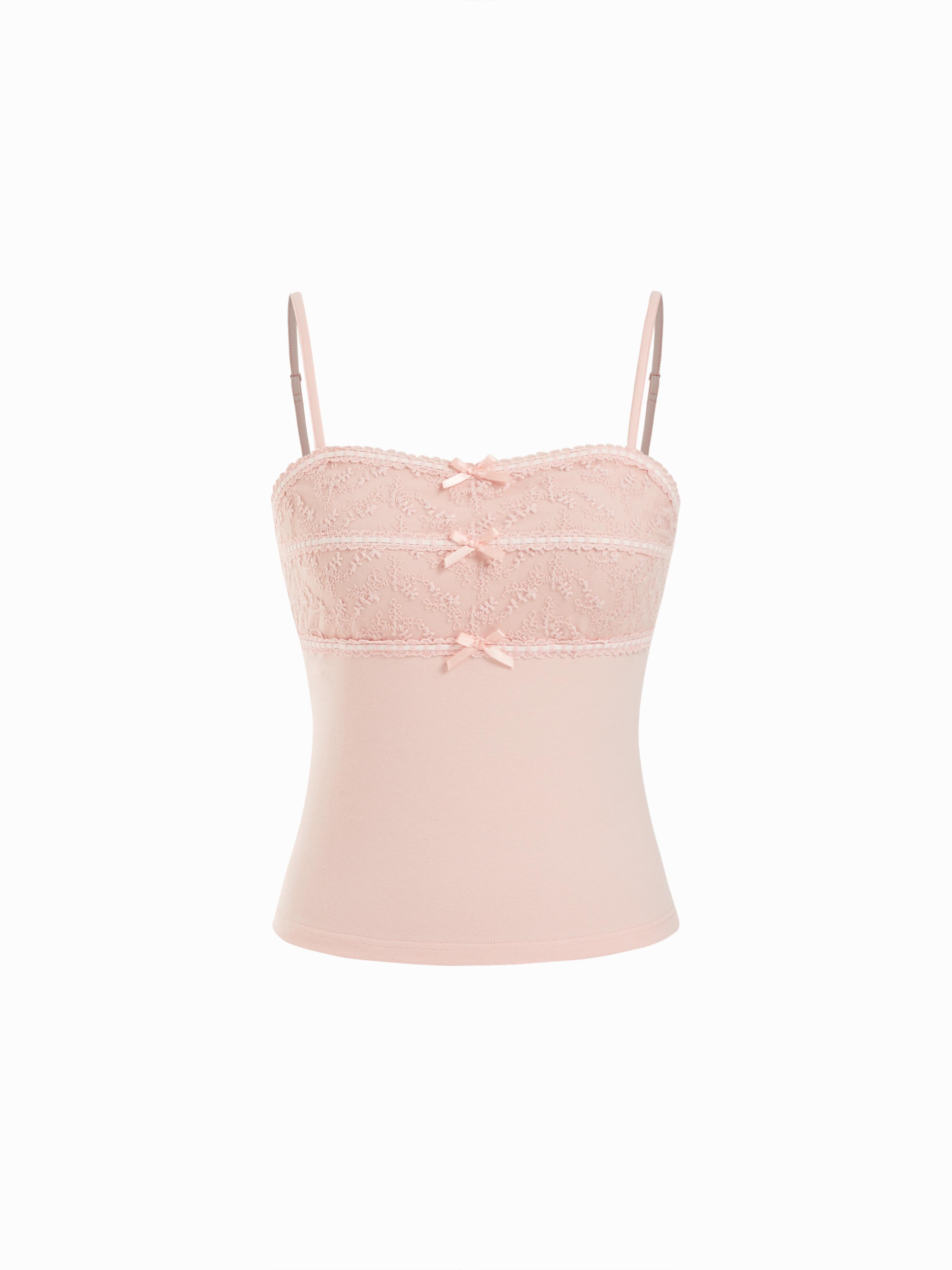 Cotton Lace Bowknot Cami Top by CIDER