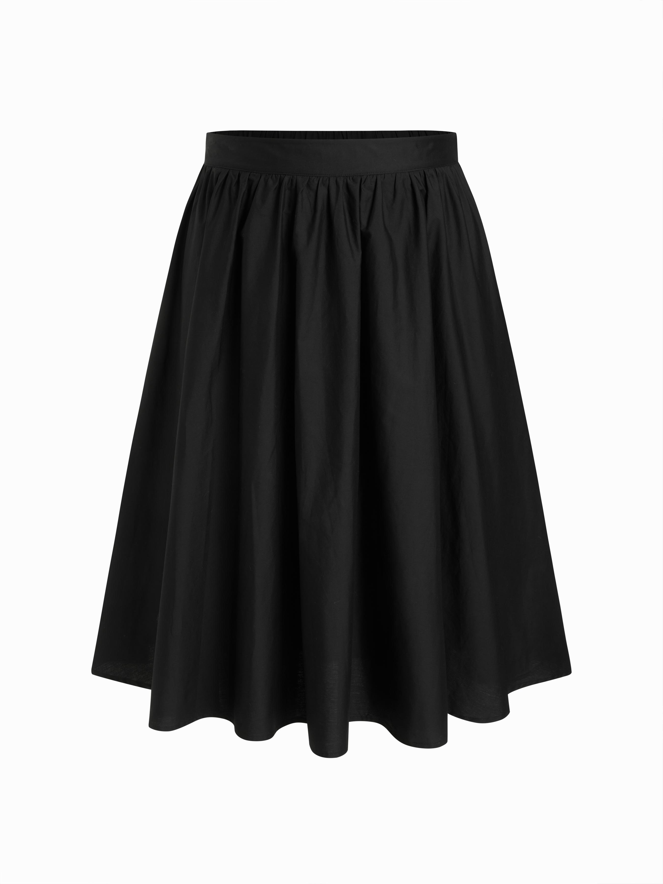 Cotton Mid Rise Draped Pleated Flared Midi Skirt Curve & Plus by CIDER