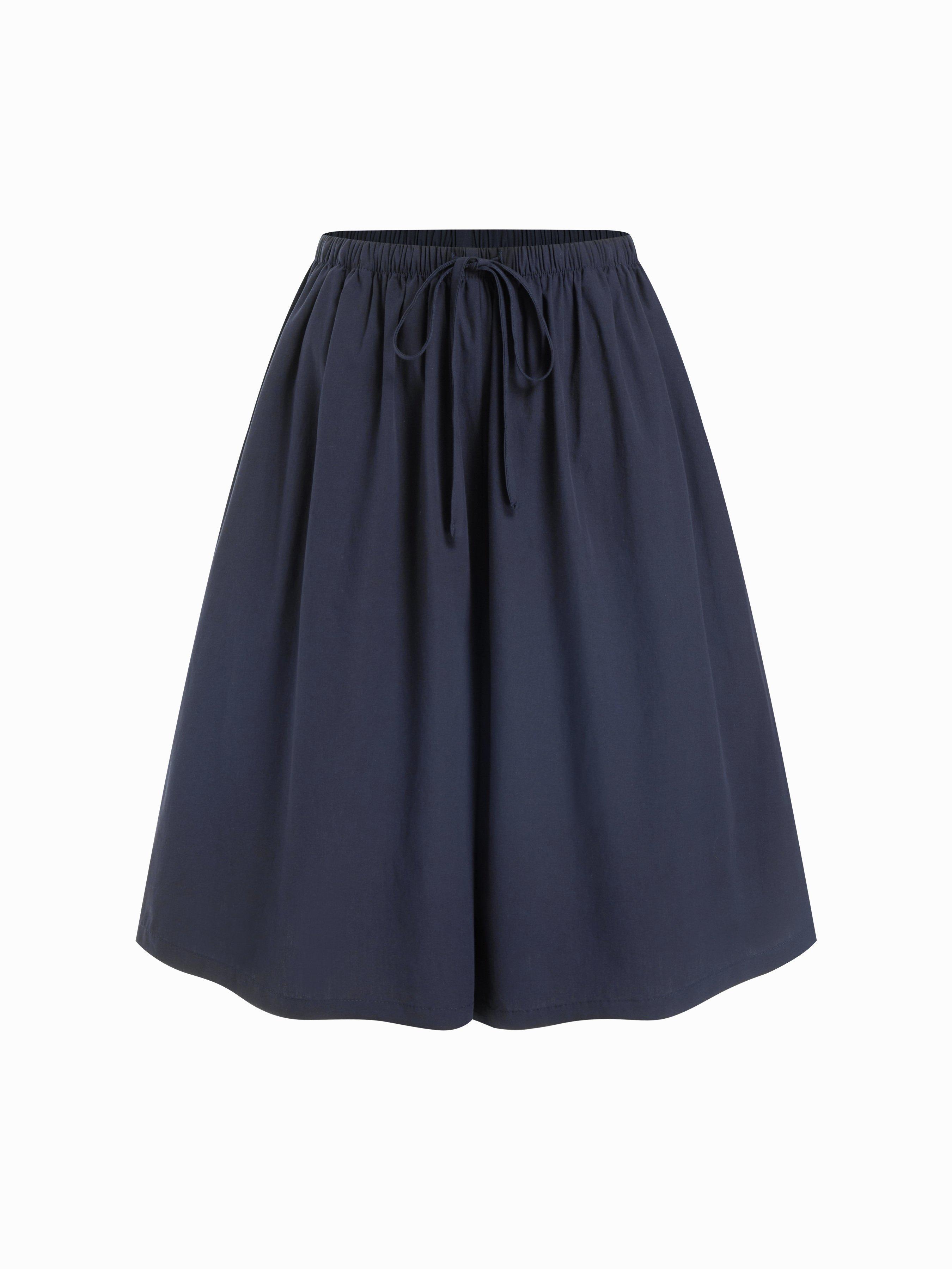 Cotton Mid Rise Drawstring Oversized Bermuda Shorts by CIDER
