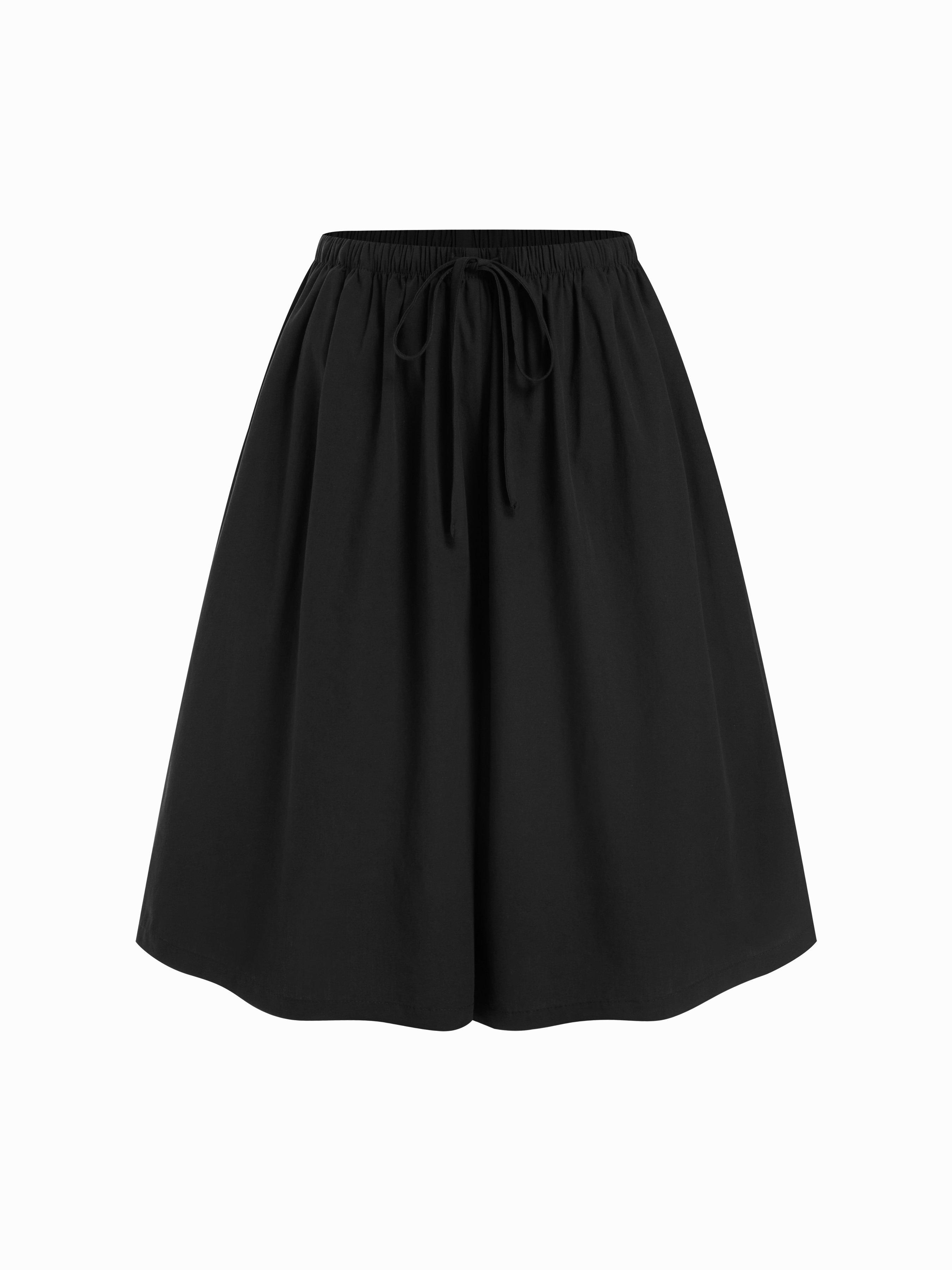Cotton Mid Rise Drawstring Oversized Bermuda Shorts by CIDER
