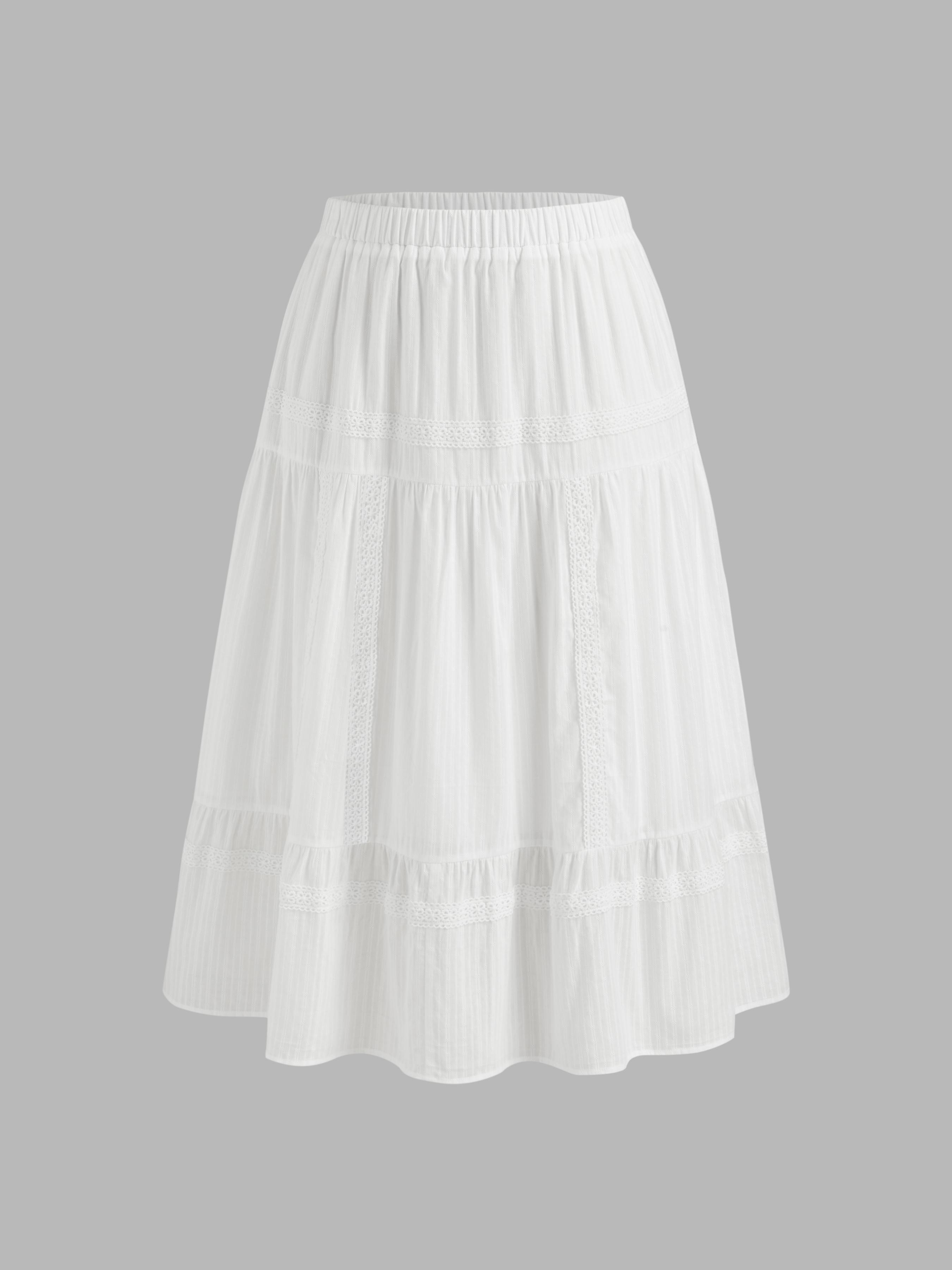 Cotton Mid Rise Embroidery Ruffle Maxi Skirt Curve & Plus by CIDER