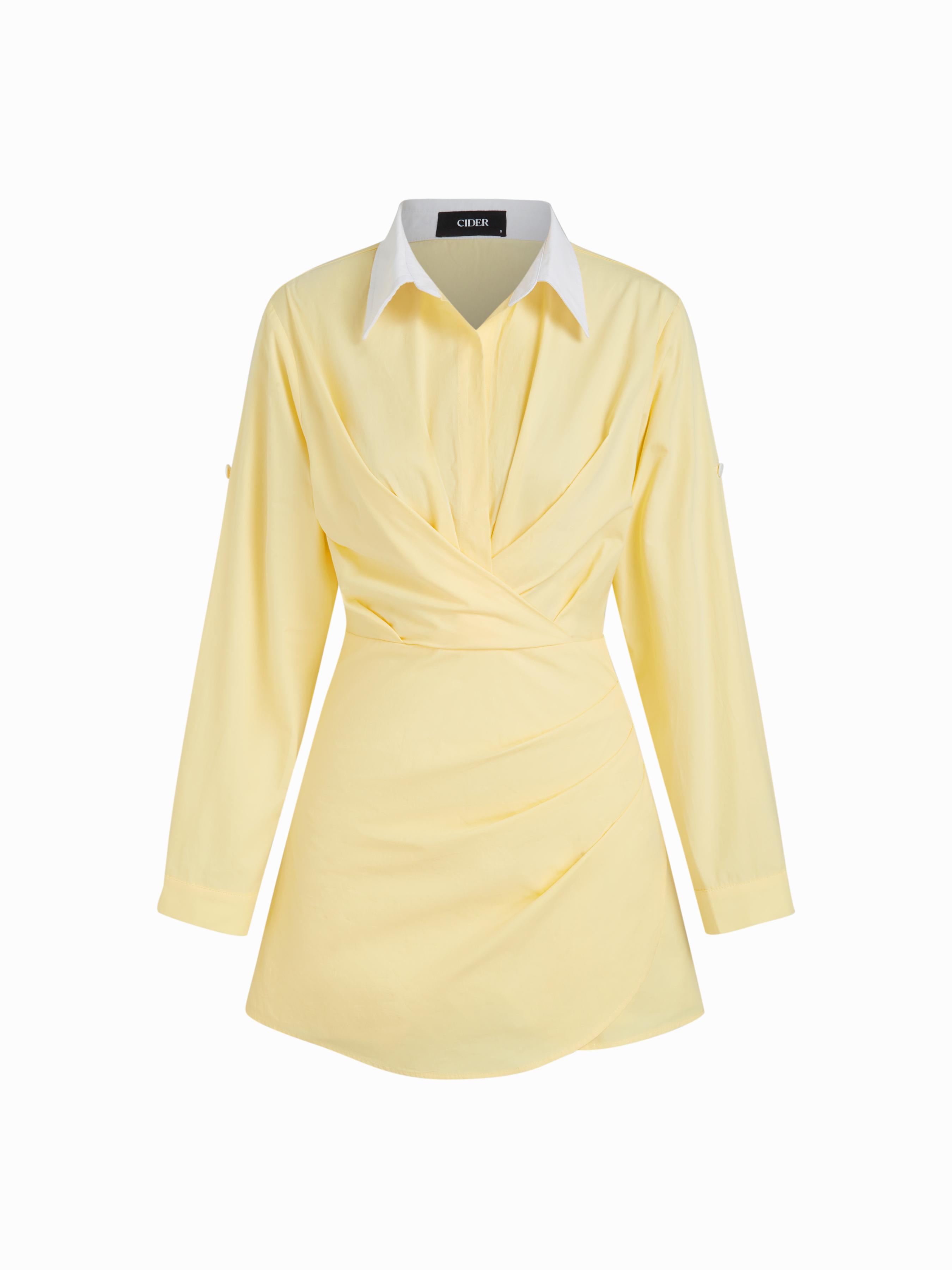 Cotton Polo Ruched Wrap Shirt Mini Dress by CIDER