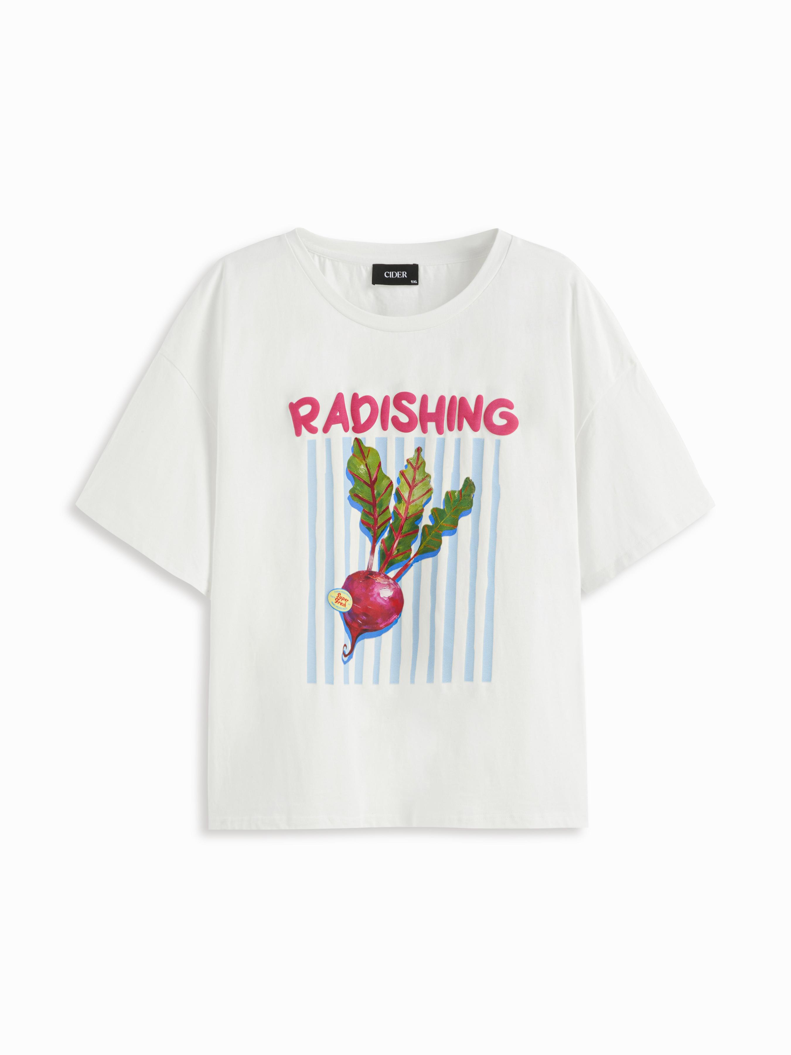Cotton Radish Fruit Graphic Oversized Short Sleeve Tee Curve & Plus by CIDER