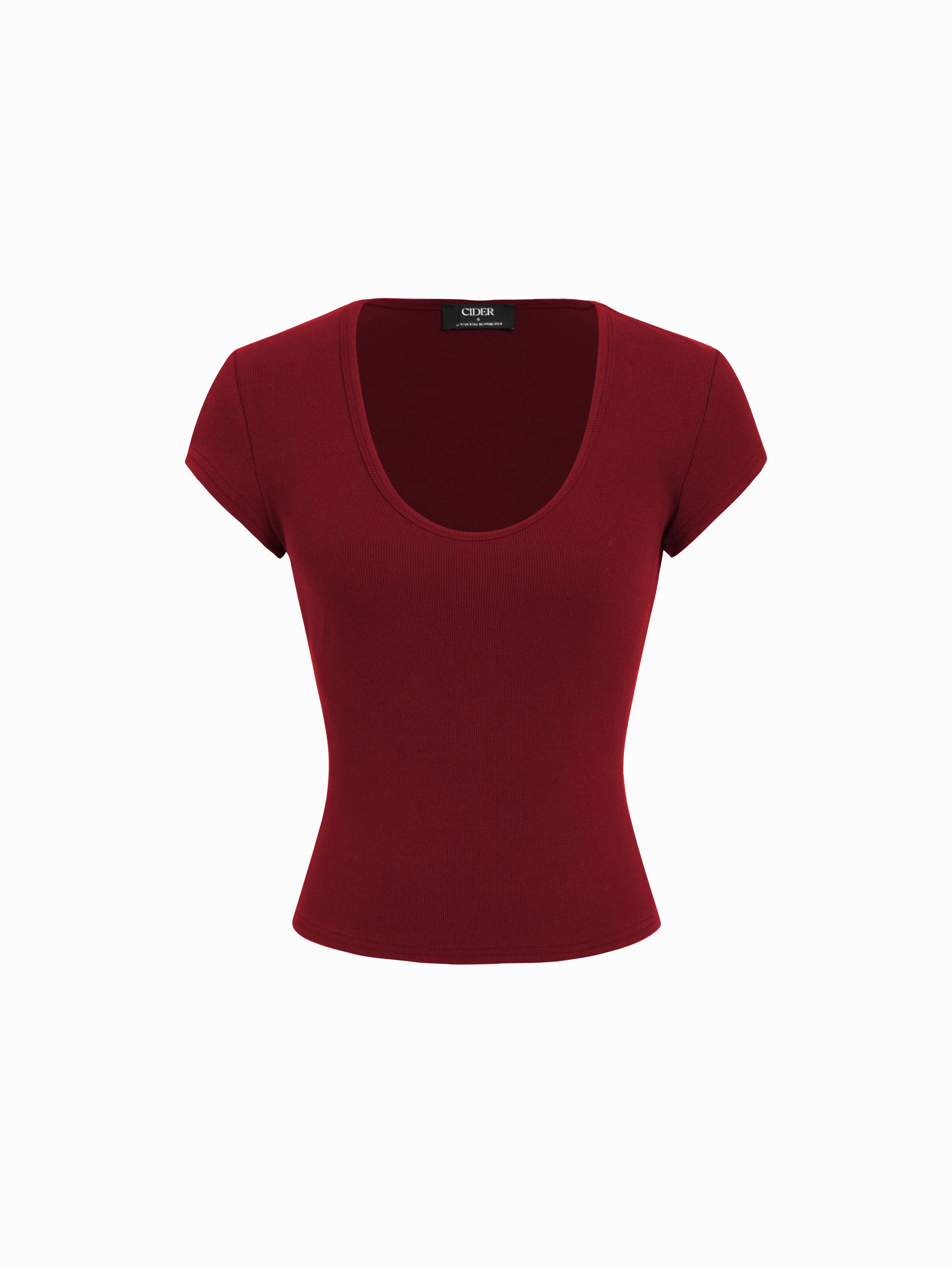 Cotton Scoop Neck Short Sleeve Tee by CIDER