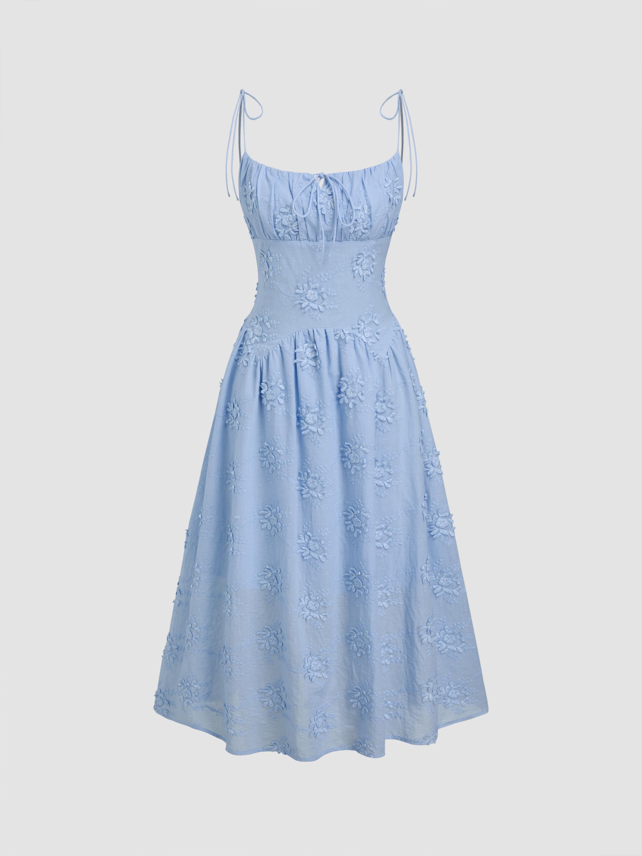 Cotton Scoop Neckline Floral Knotted Maxi Dress by CIDER