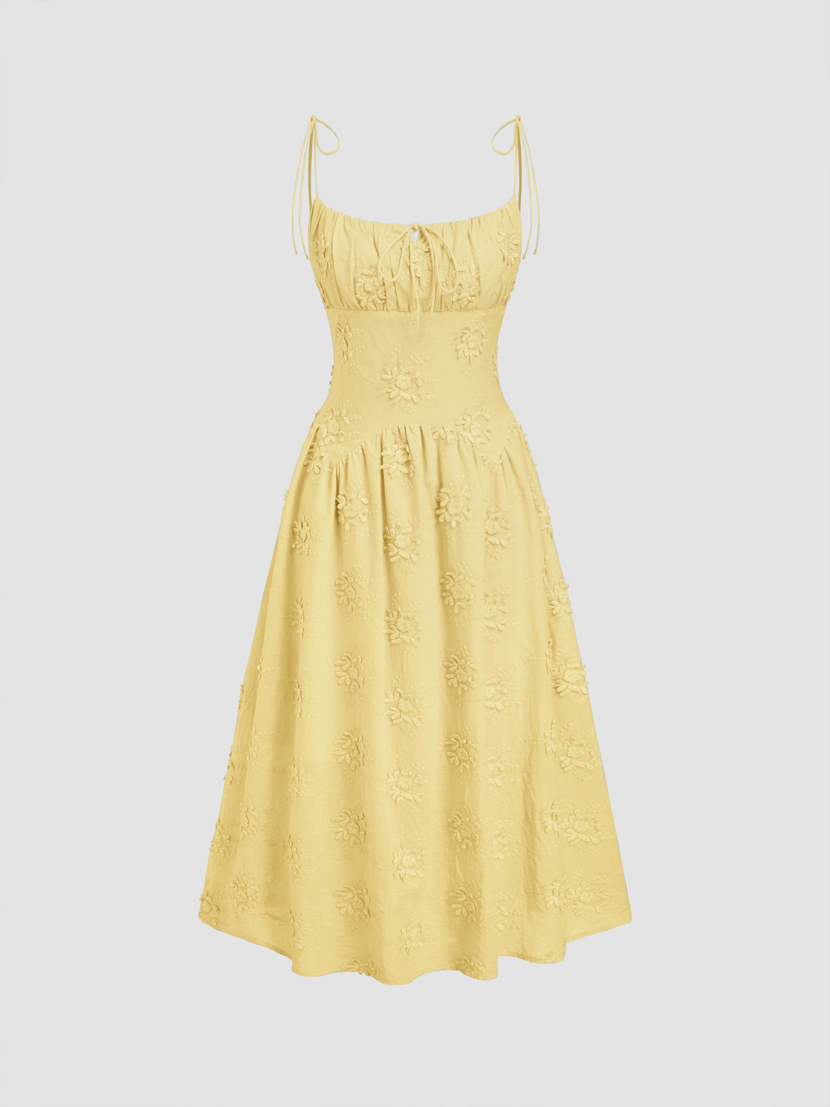 Cotton Scoop Neckline Floral Knotted Maxi Dress by CIDER
