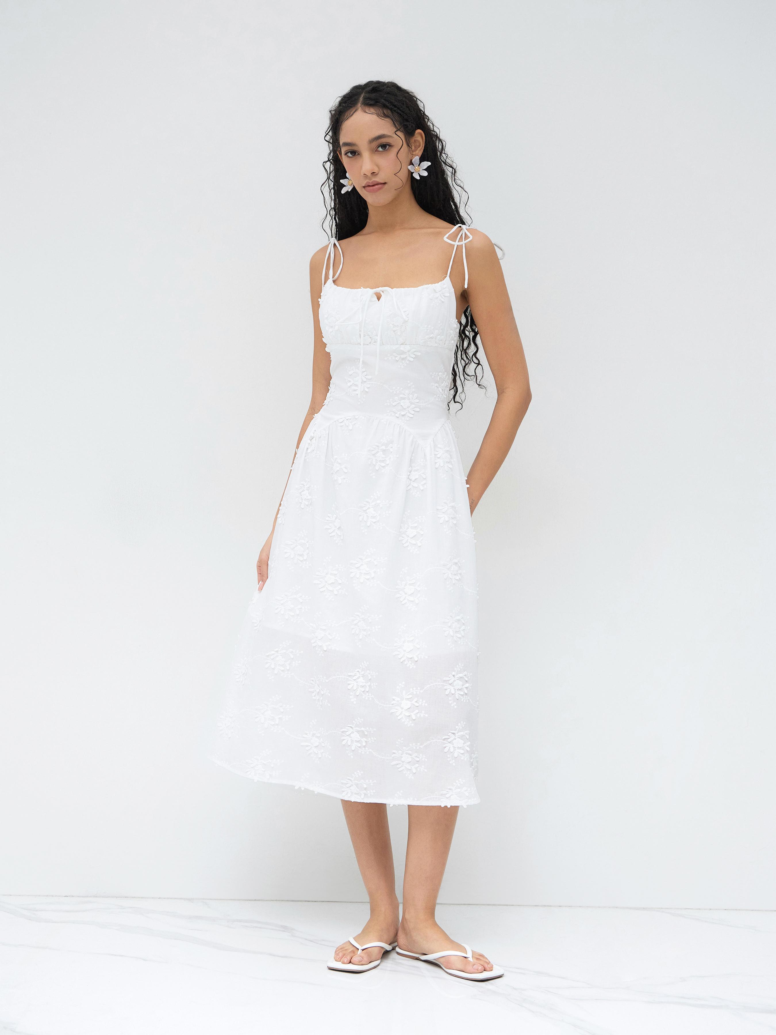 Cotton Scoop Neckline Floral Knotted Maxi Dress by CIDER