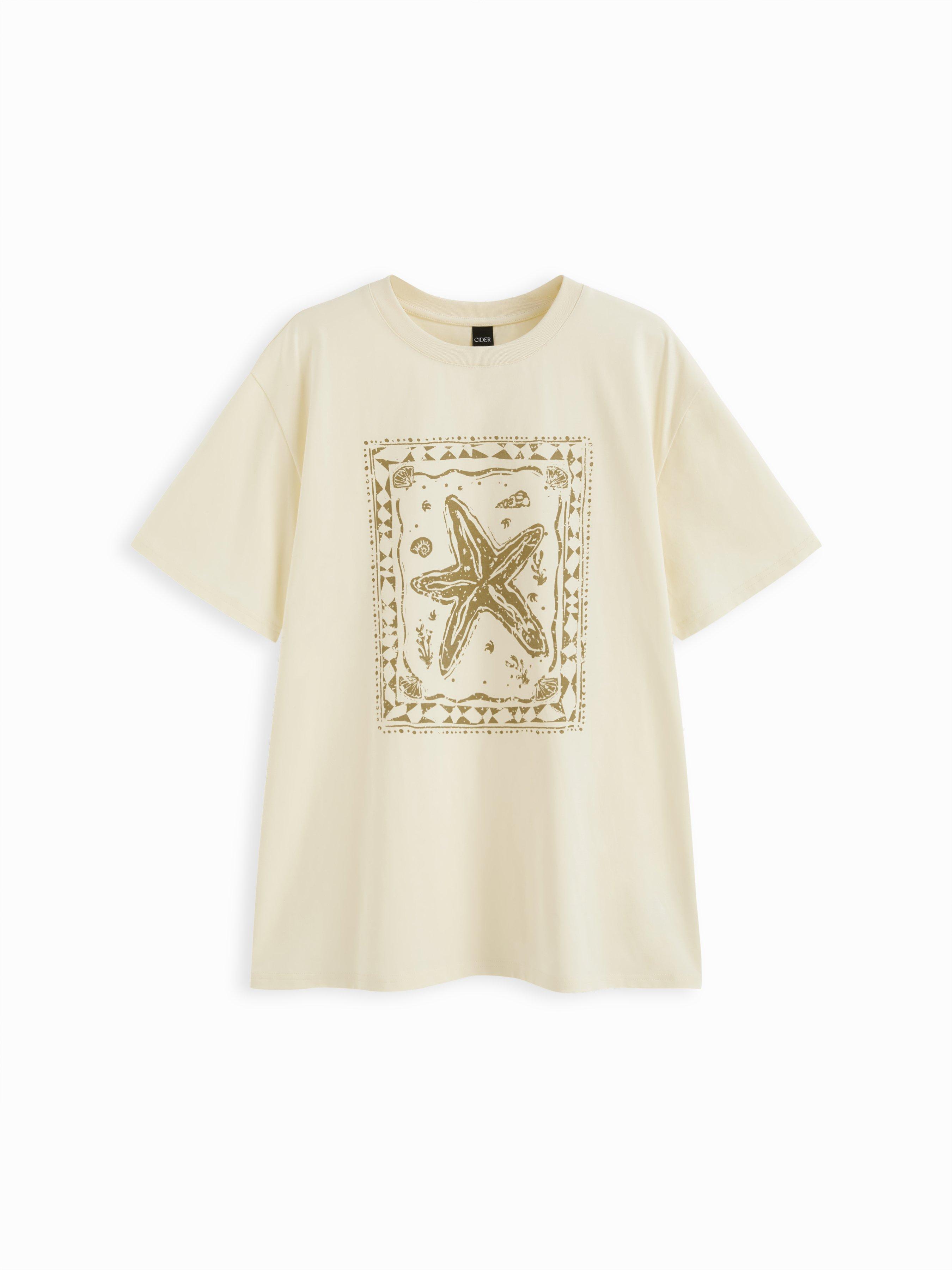 Cotton Starfish Graphic Short Sleeve Oversized Tee by CIDER