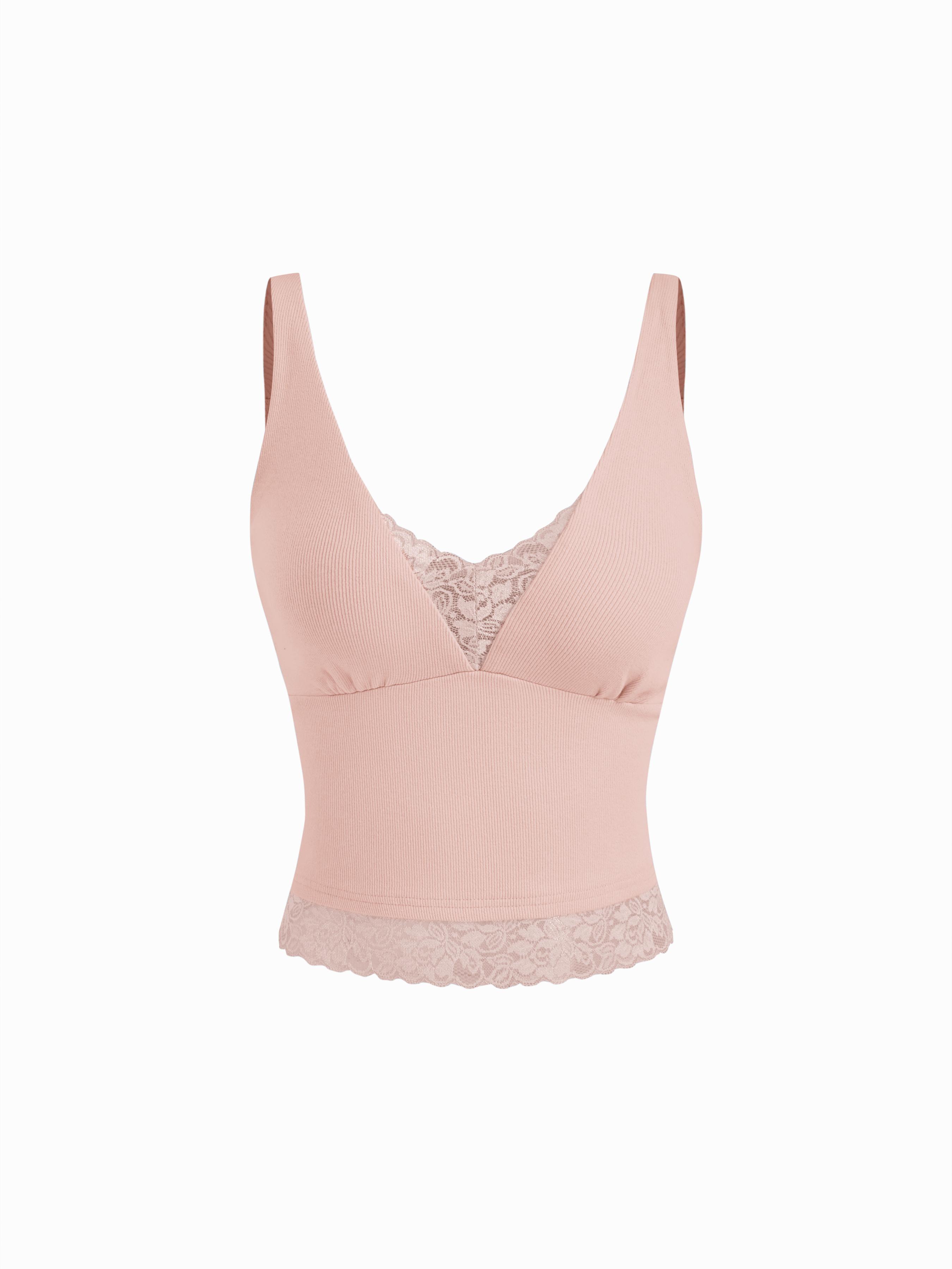 Cotton V-Neck Lace Panel Tank Top by CIDER