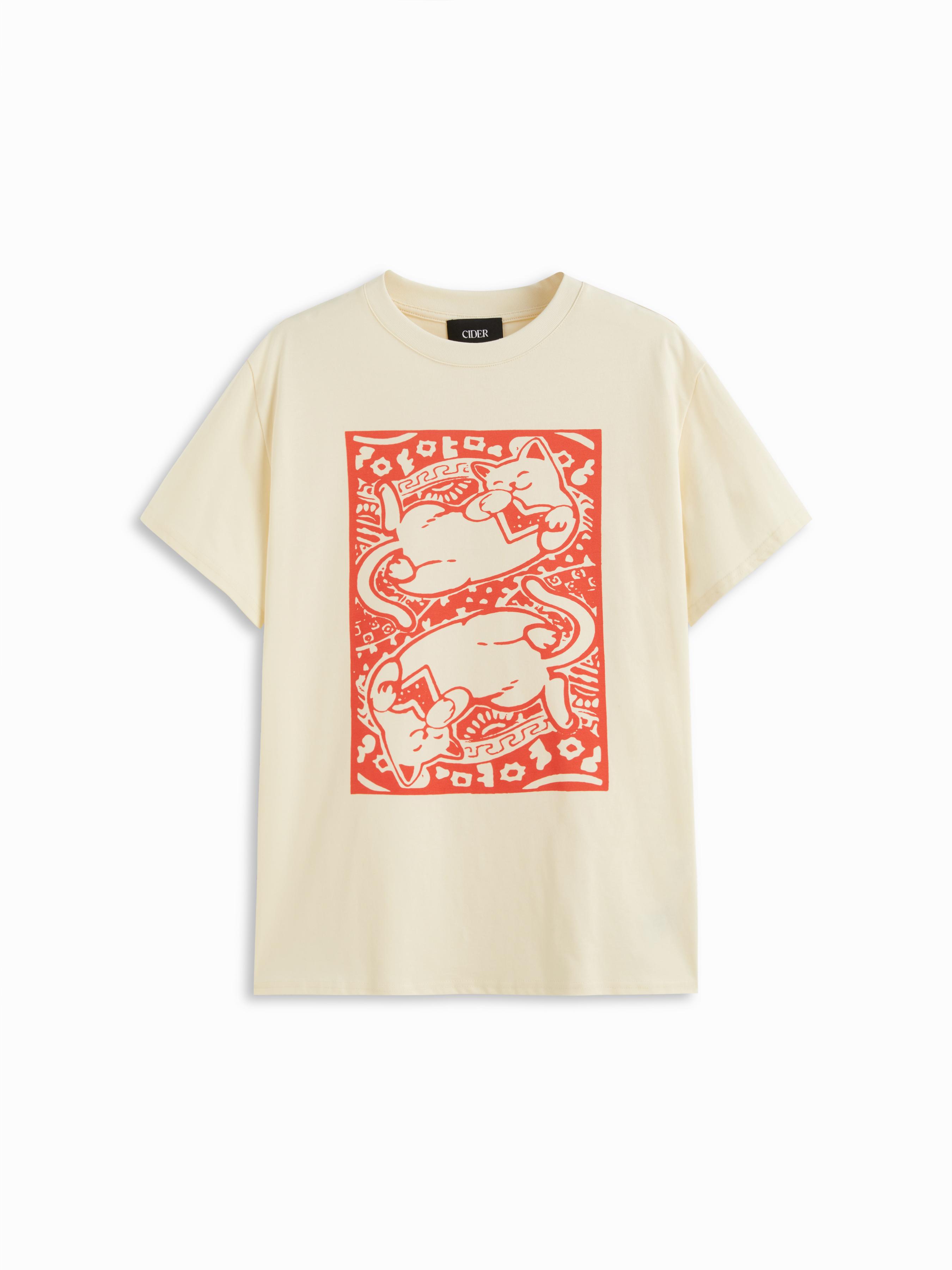 Cotton-blend Animal Graphic Oversized Short Sleeve Tee by CIDER