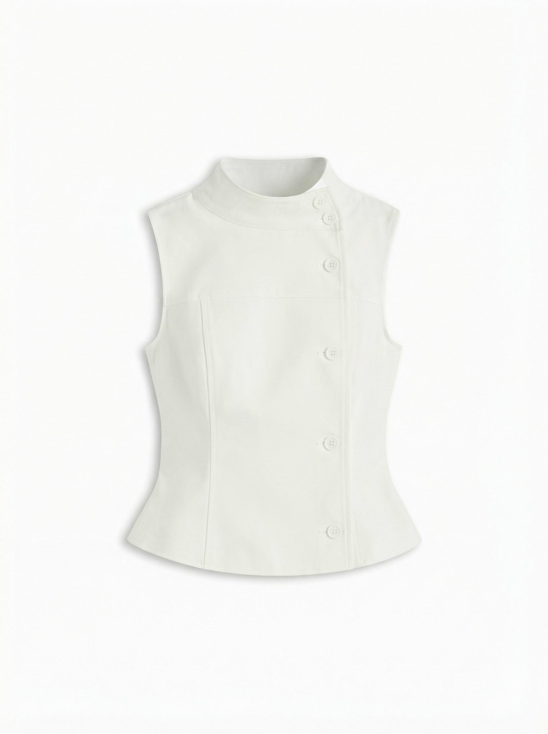 Cotton-blend Asymmetrical Button Top by CIDER