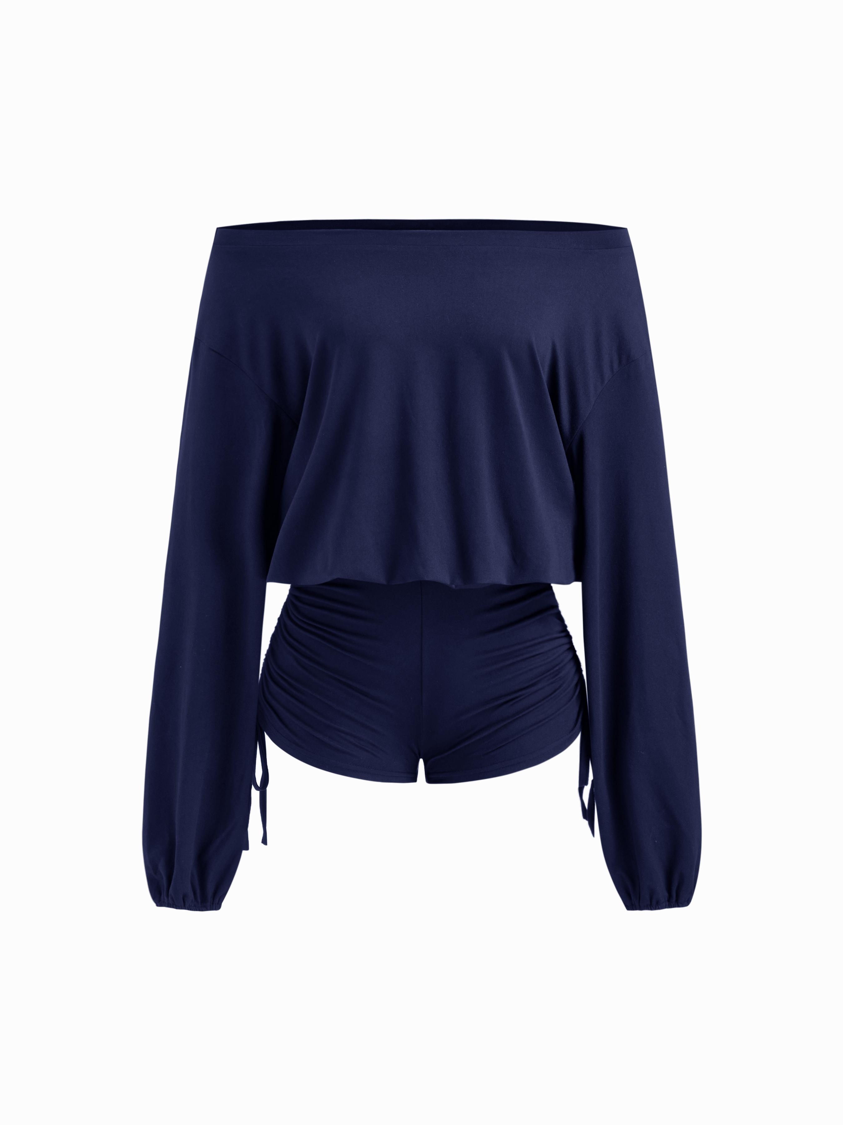 Cotton-blend Asymmetrical Neck Drawstring Romper by CIDER