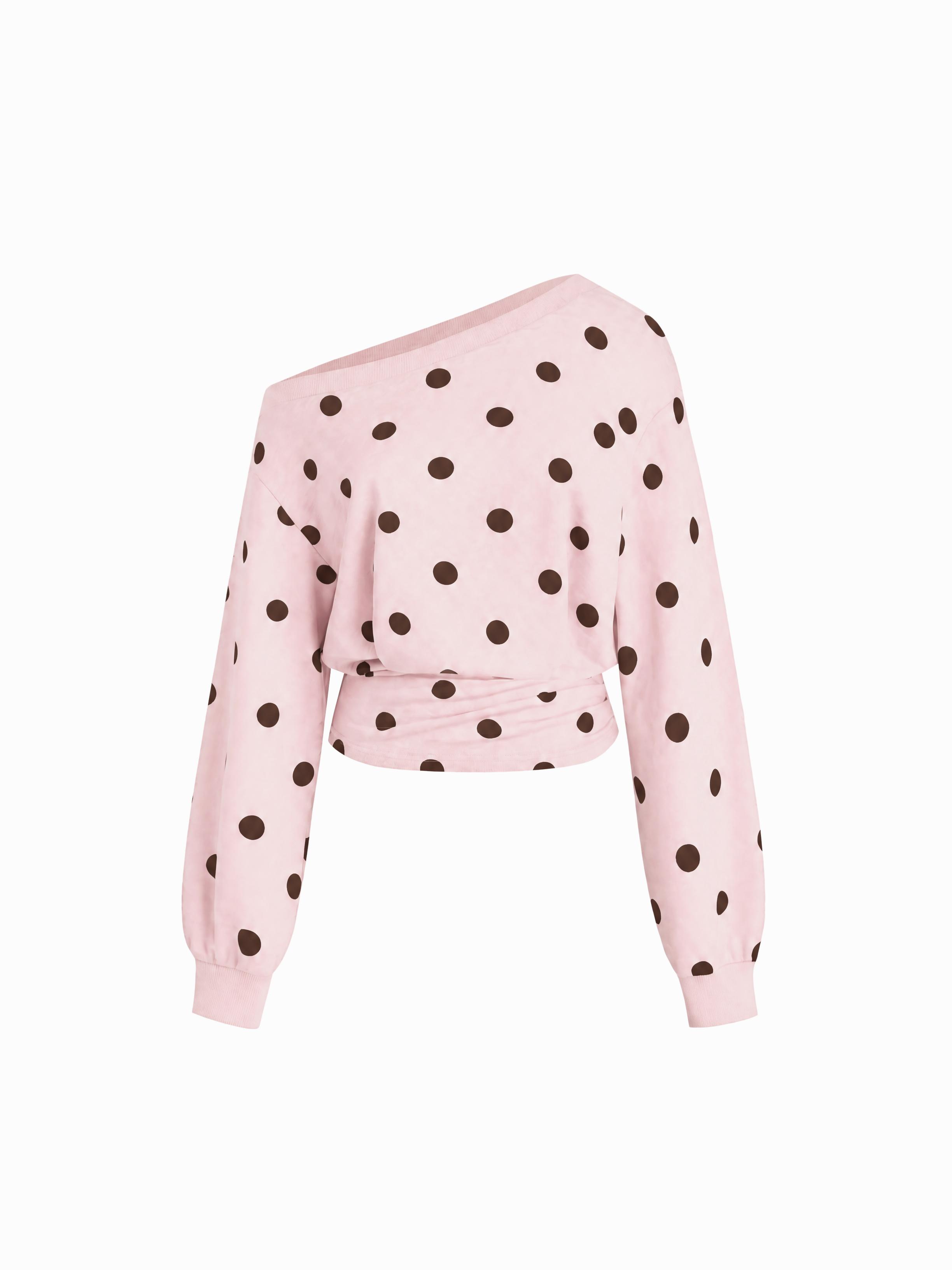 Cotton-blend Asymmetrical Neck Ruched Cinched Waist Sweatshirt by CIDER