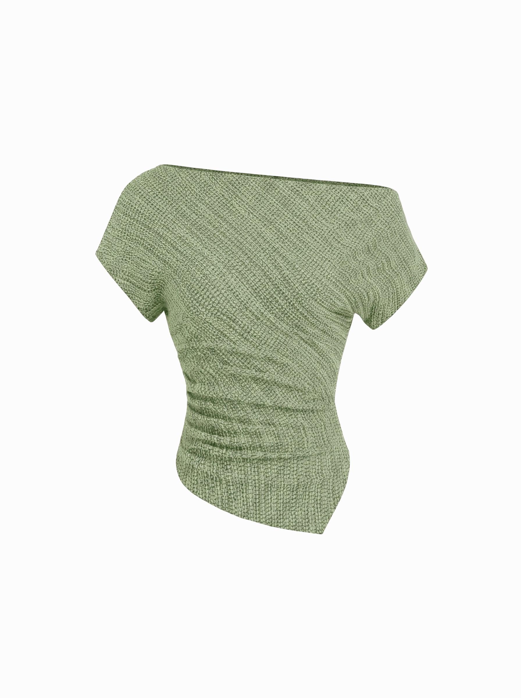Cotton-blend Asymmetrical Neck Top by CIDER
