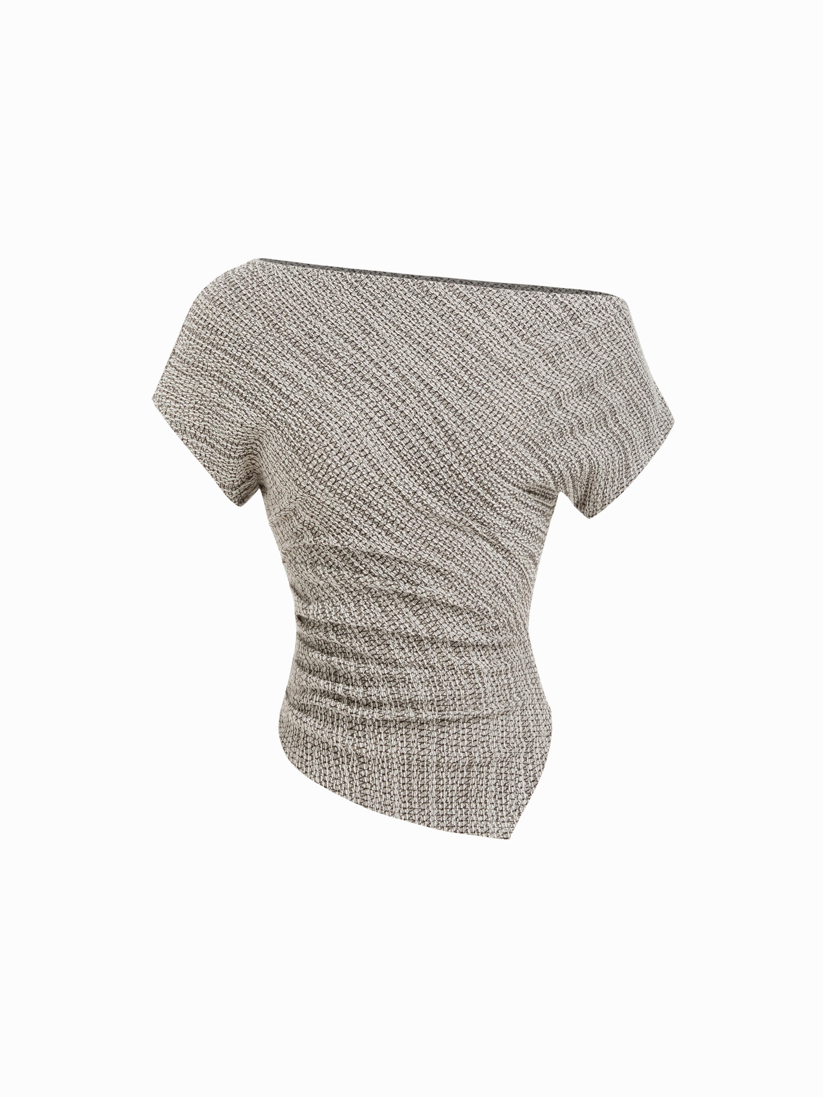 Cotton-blend Asymmetrical Neck Top by CIDER