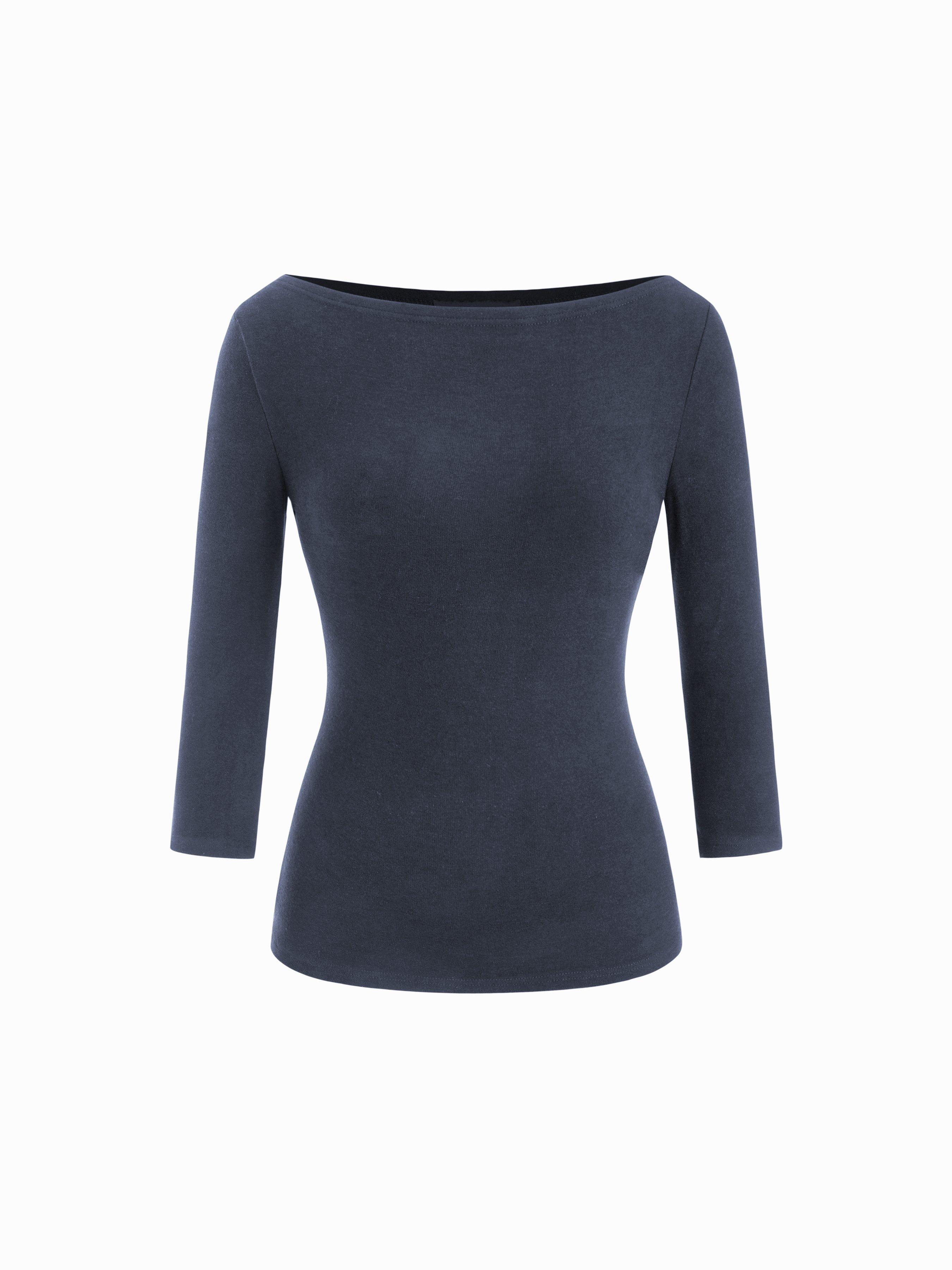 Cotton-blend Boat Neck Mid-length Sleeve Top by CIDER