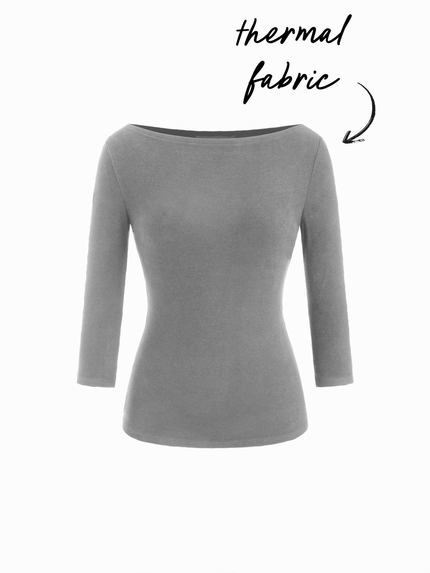 Cotton-blend Boat Neck Mid-length Sleeve Top by CIDER