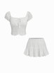 Cotton-blend Broderie Anglaise Off-shoulder Top & Mid Rise Mini Skirt Set by CIDER Cotton-blend Broderie Anglaise Off-shoulder Top & Mid Rise Mini Skirt Set by CIDER