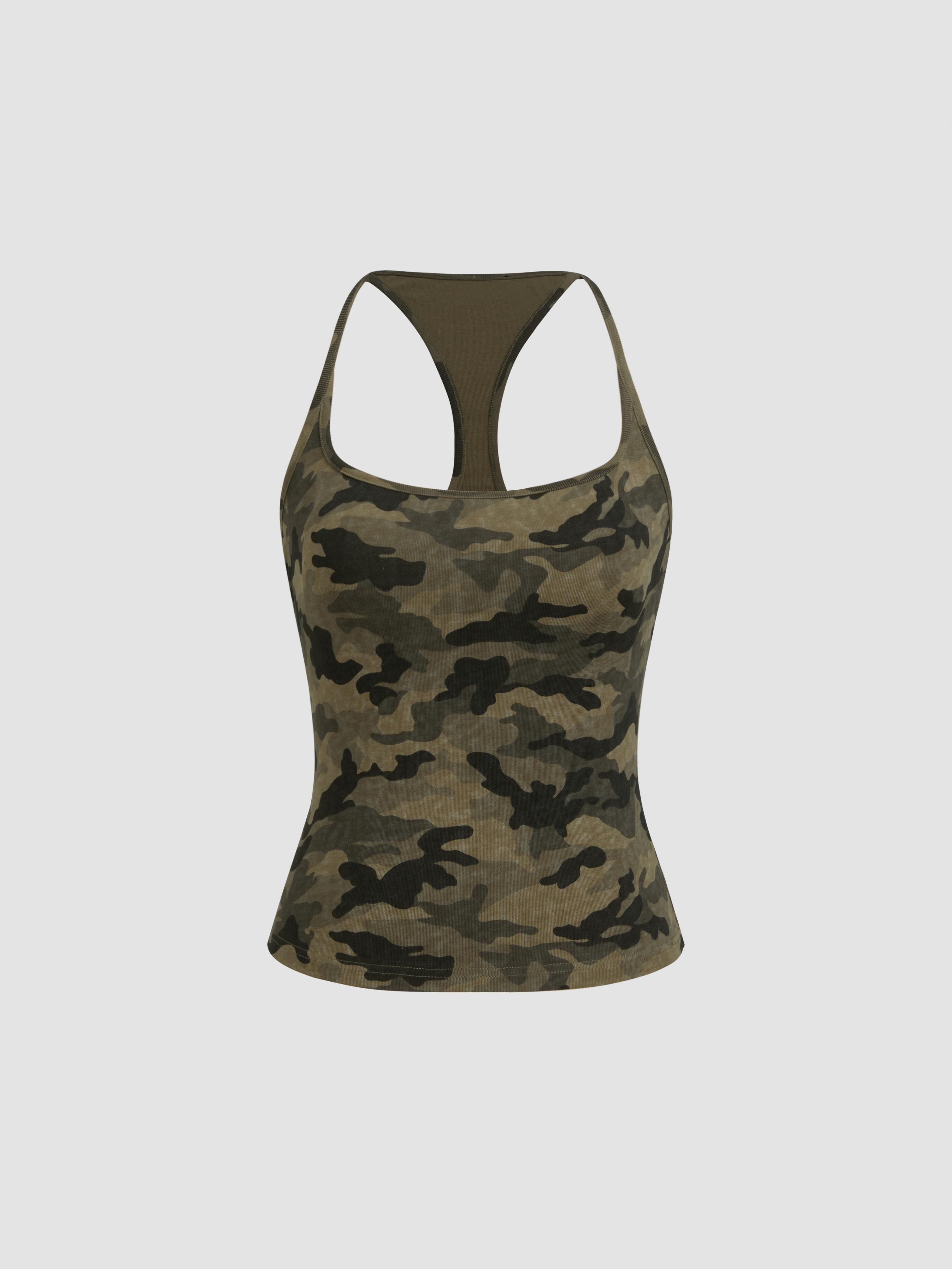 Cotton-blend Camo Cami Top by CIDER