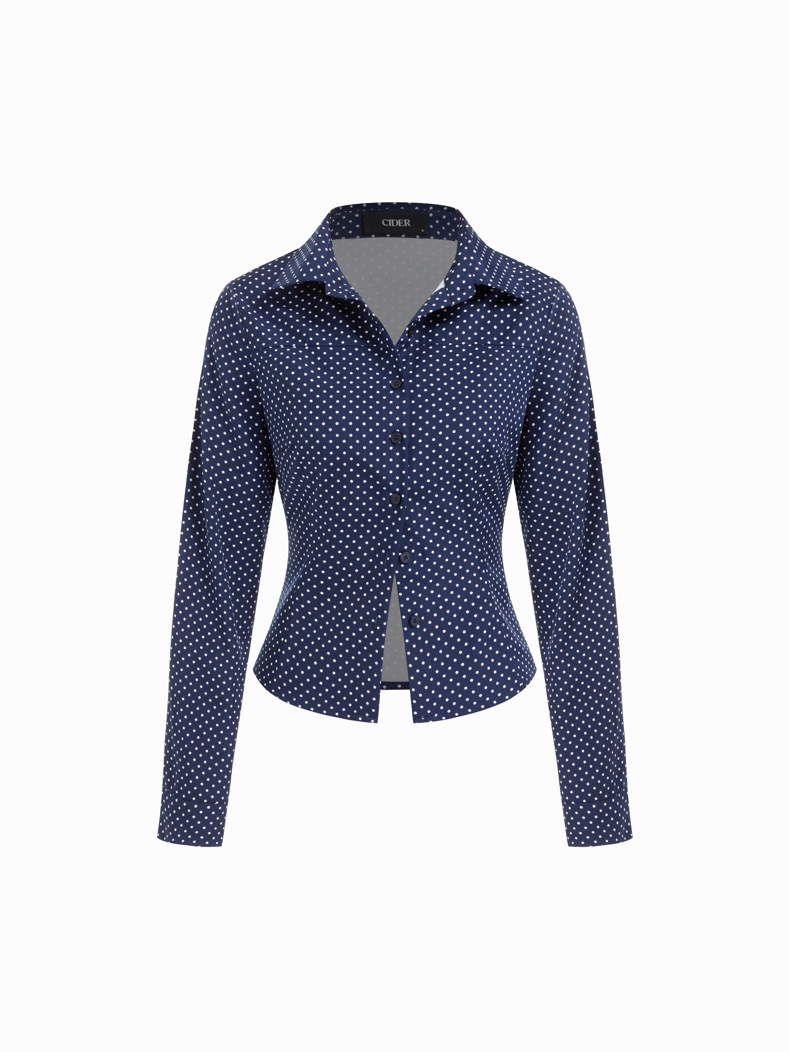 Cotton-blend Collar Long Sleeve Shirt by CIDER