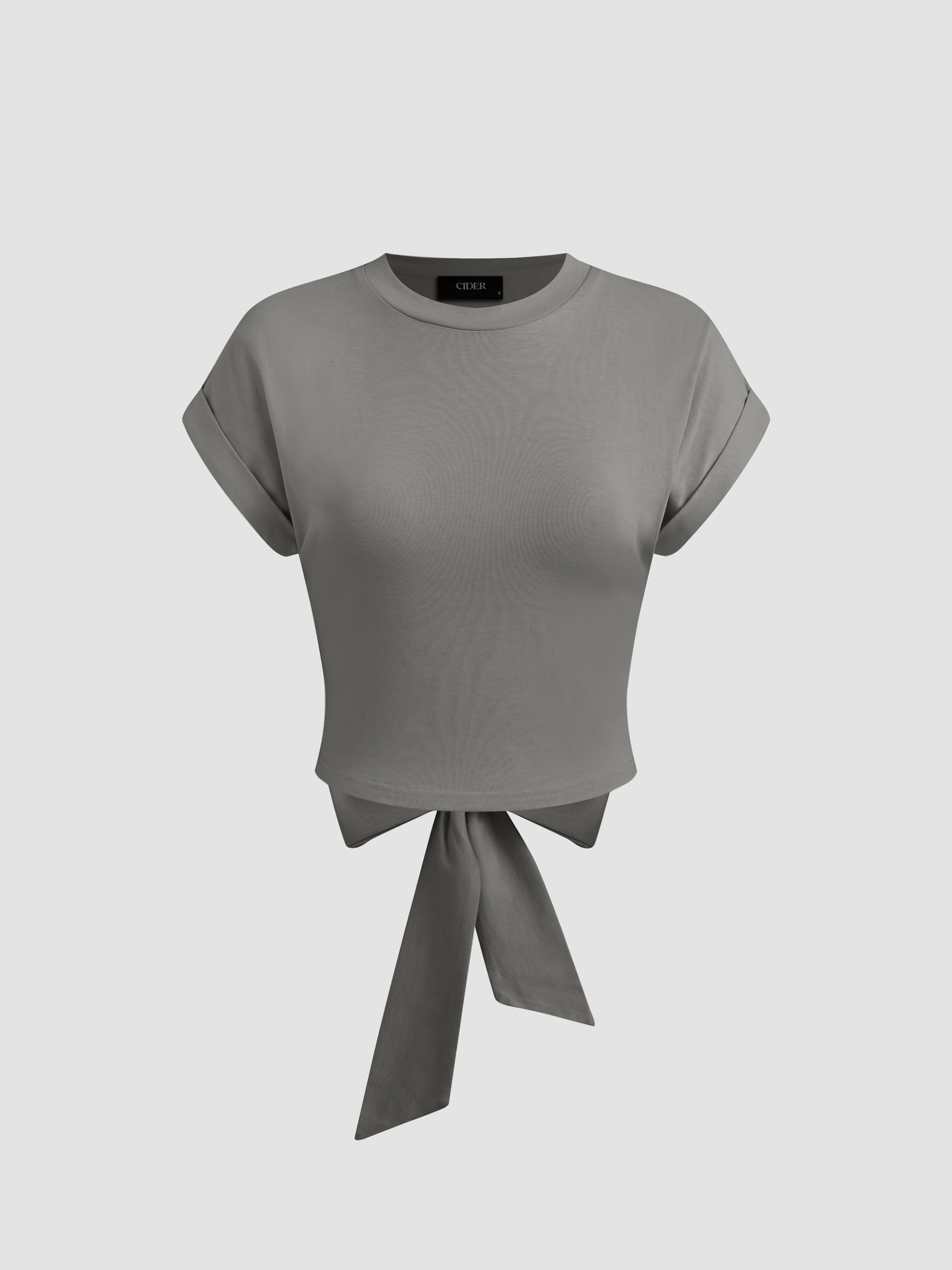 Cotton-blend Cut Out Bowknot Crop Top by CIDER